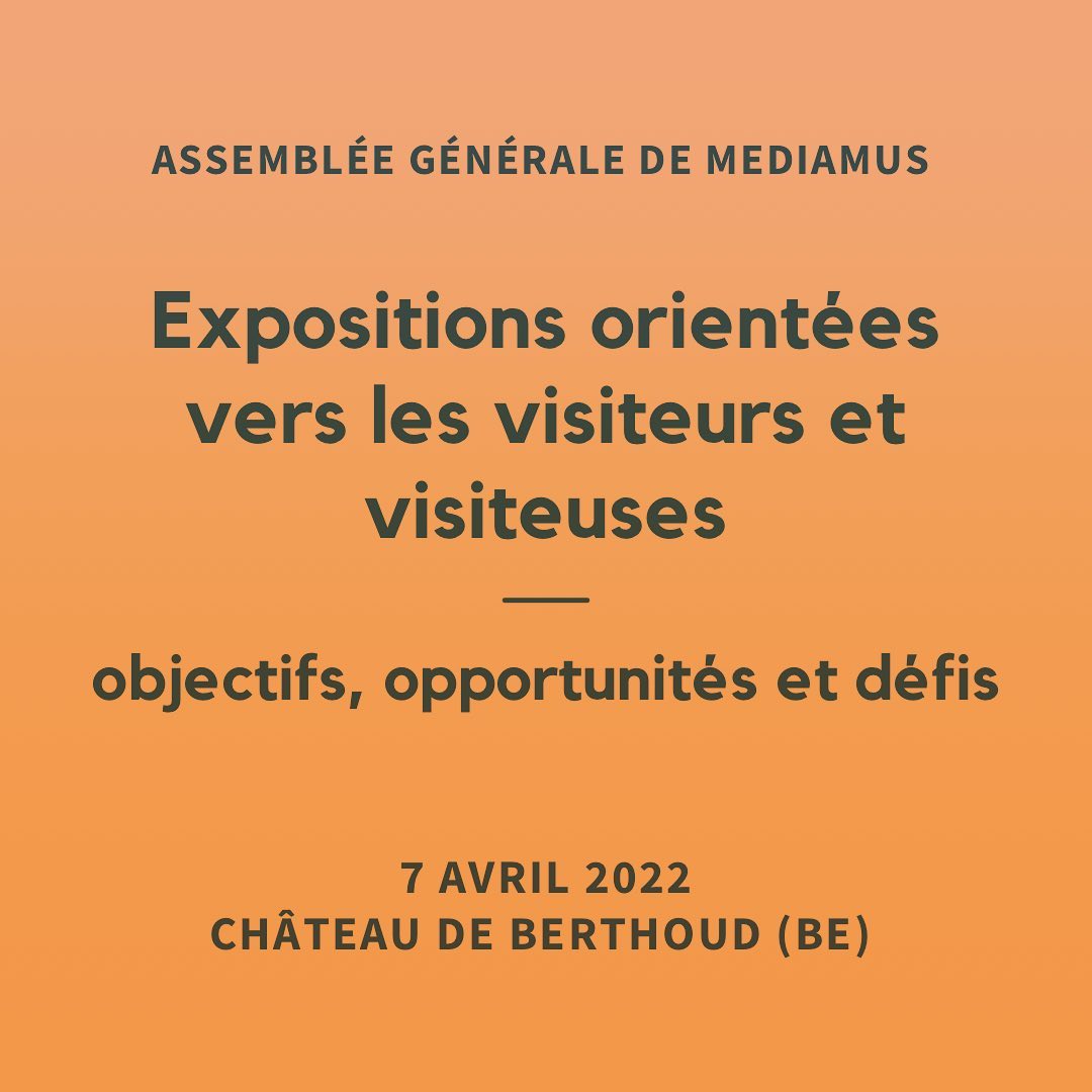 L'Assemblée générale annuelle 2022 de mediamus aura lieu au @schlossburgdorf . Elle sera entiÚrement placée sous le signe de notre thÚme prioritaire actuel, « Expositions orientées vers les visiteurs et visiteuses ». Le chùteau de Berthoud a été inauguré au printemps 2020, sous la stratégie « Le chùteau pour tous ». Il s'est donné pour objectif de valoriser l'édifice en l'investissant de multiples façons ; on y trouve ainsi un musée, une auberge de jeunesse, un restaurant et une salle de cérémonie municipale.
- Quel est l'impact organisationnel de la stratégie « Le chùteau pour tous » ?
- Comment tenir compte des besoins spécifiques des différents publics au niveau de la conception des expositions et de sa médiation culturelle ?
L'Assemblée générale nous donnera l'occasion de prendre connaissance du projet, puis de discuter des perspectives et des projets futurs qui relÚvent de la thématique « Expositions orientées vers les visiteurs et visiteuses ».
Inscription et informations plus dĂ©taillĂ©es via le lien dans la bio âïžou mediamus.ch/fr.
Nous nous réjouissons de vous rencontrer et d'échanger avec vous !
@meg.geneve @museum.geneve @museearianageneve @mhnfribourg @eprouvette_unil @nmbern @nmbiel @lalucarne @forum.culture @musee_de_la_main @musee_cantonal_geologie @museedartetdhistoirefribourg @mamco_geneve @mudaclausanne @museeartpully @jurassica_museum @museejurassiendelemont @chateaudeprangins