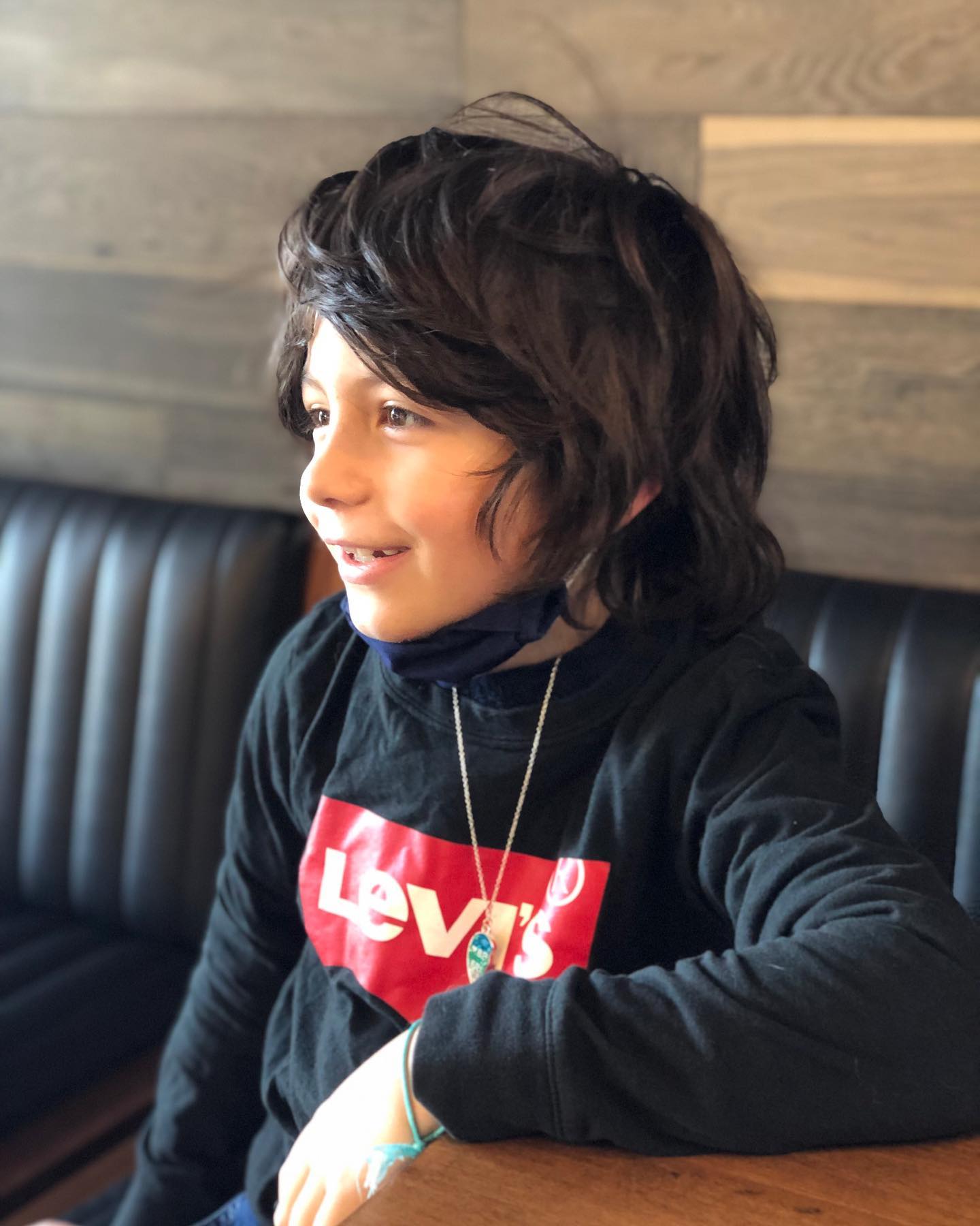 My wonderful kid and his crazy thick hair.