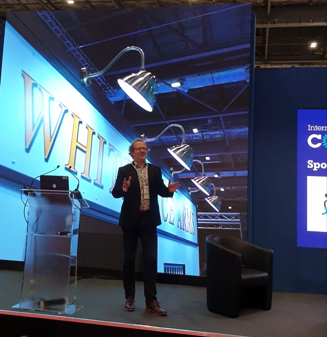 @stuart_mitchell_ctm presents @intelligoevents on Digital Stage at @internationalconfex last week.