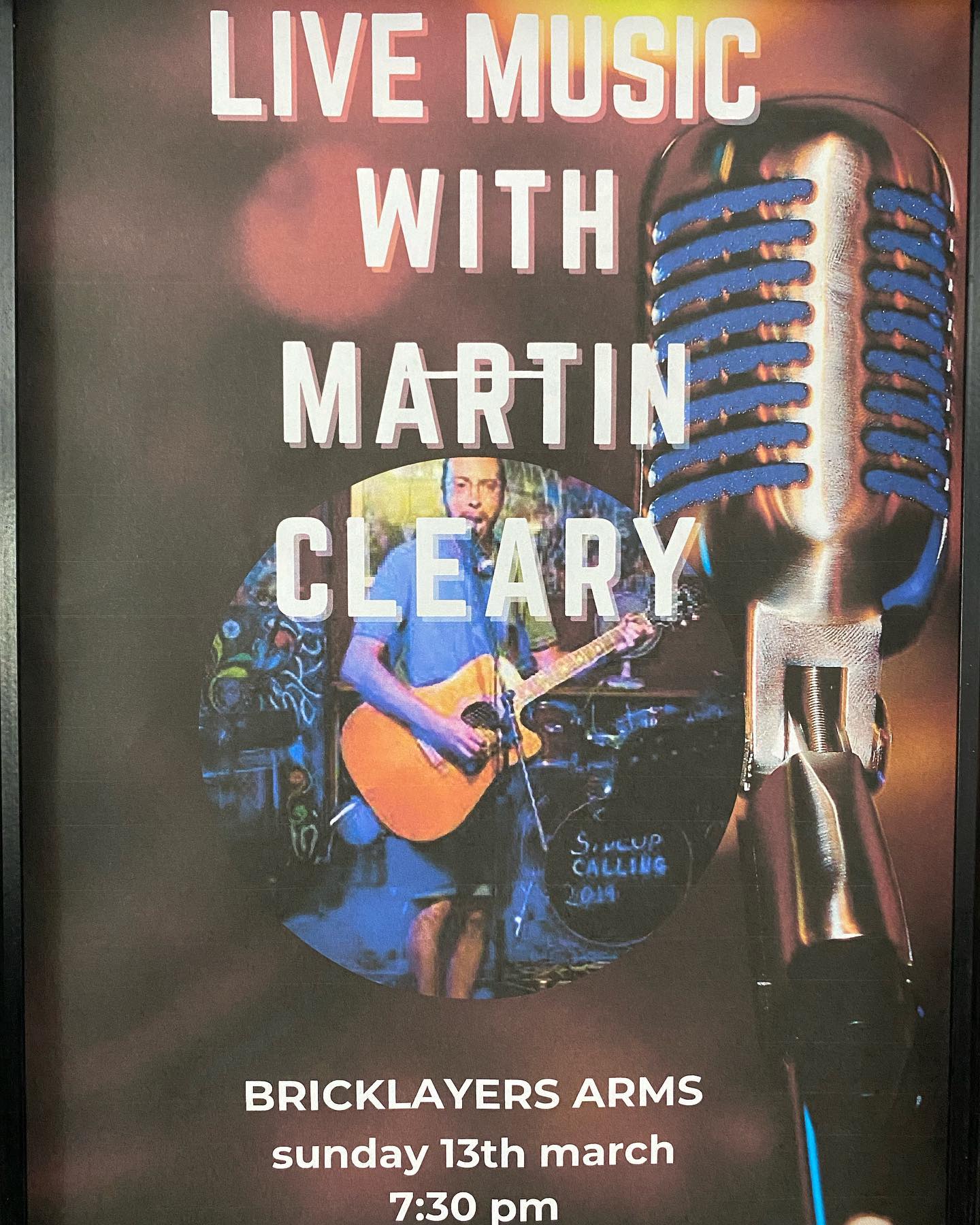 Don’t forget we have the very Talented Martin Cleary with us tonight from 7.30pm at the Bricks!
See you all here🎶
#livemusicvenue #sundayfunday #pubgrub #lovewhereyoulive #villagelife #publife