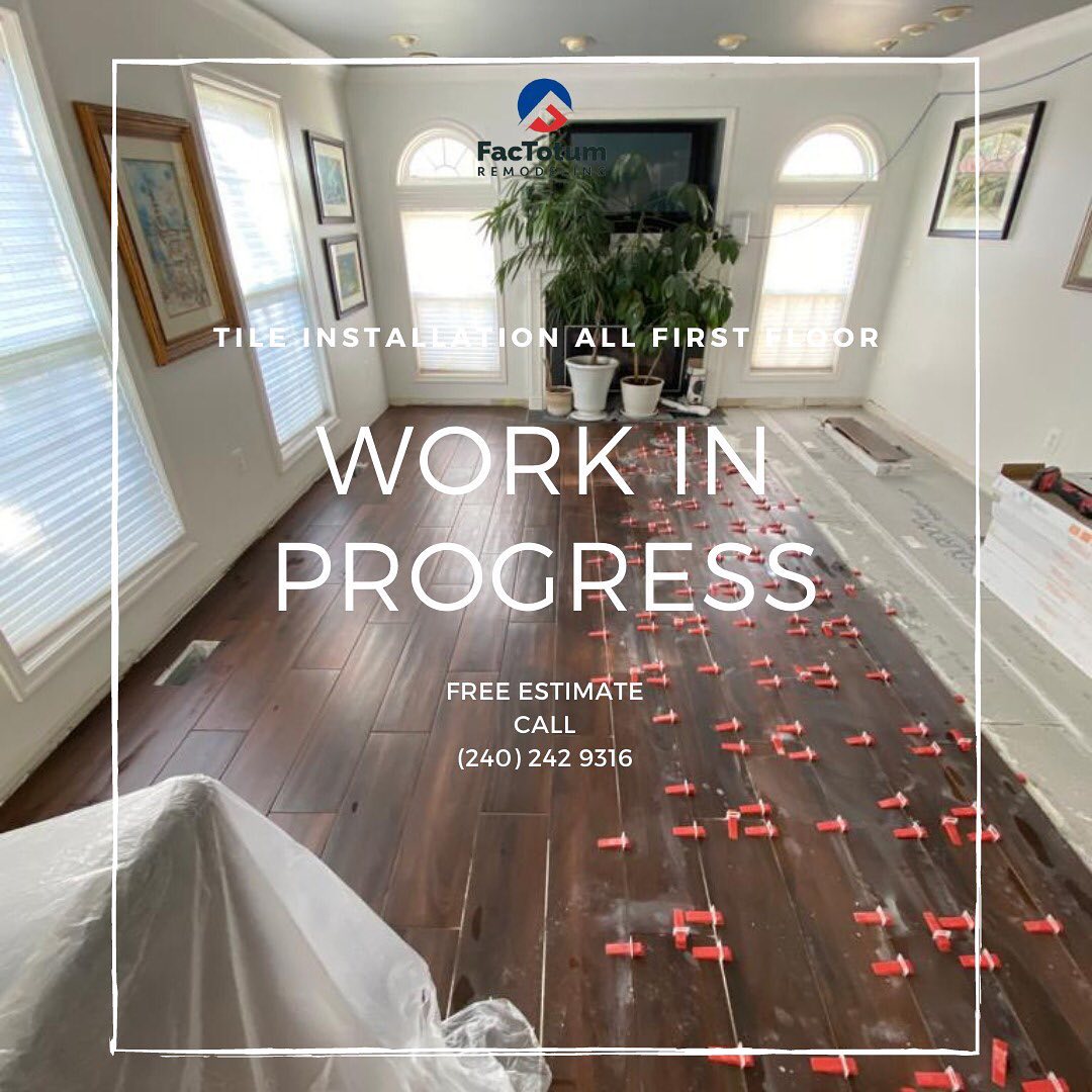 Tile installation on all the first floor!
Look how beautiful it is getting!
Call us to get a free estimate