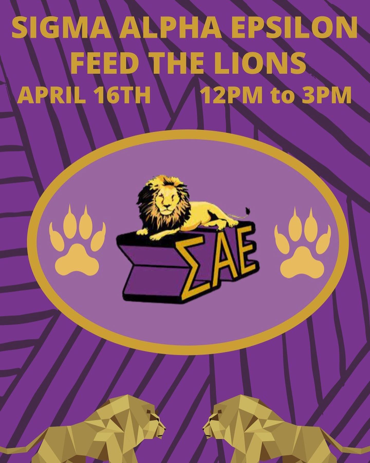 We are excited to announce our Annual Feed the Lions Philanthropy Event! Come to the Chapter House this Saturday April 16th from 12pm-3pm to join in on the fun! All are welcome and all proceeds will go to Second Harvest Heartland. The gofundme link to donate to our cause is in our bio!