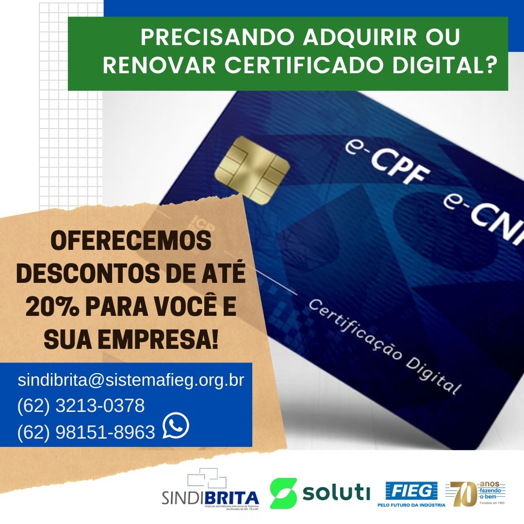 Venha fazer ou renovar seu certificado digital com o SINDIBRITA e obtenha descontos especiais.
#certificadodigital #sindicatopatronal #descontoespecial