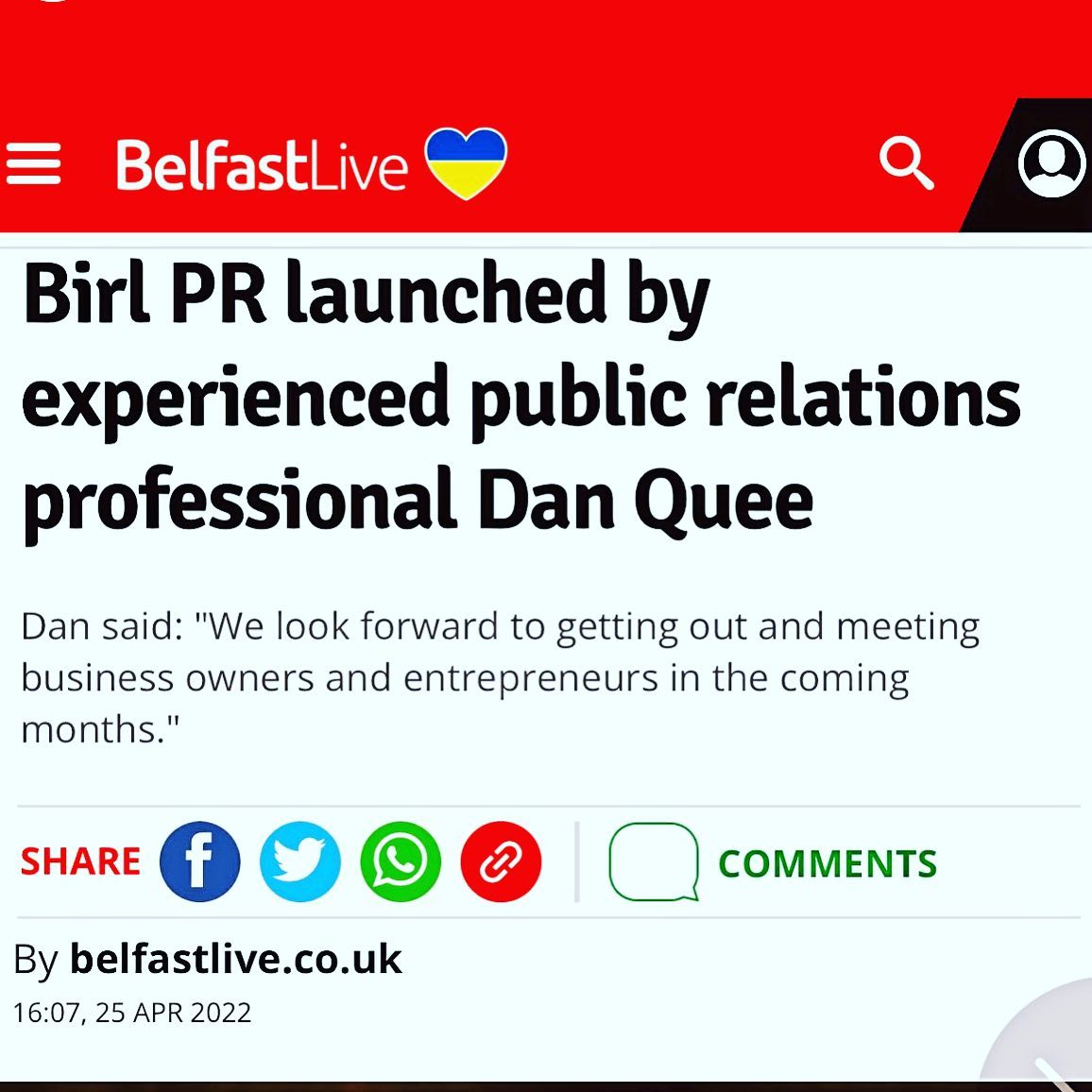 Thanks @belfastlive for the shout out 🎉