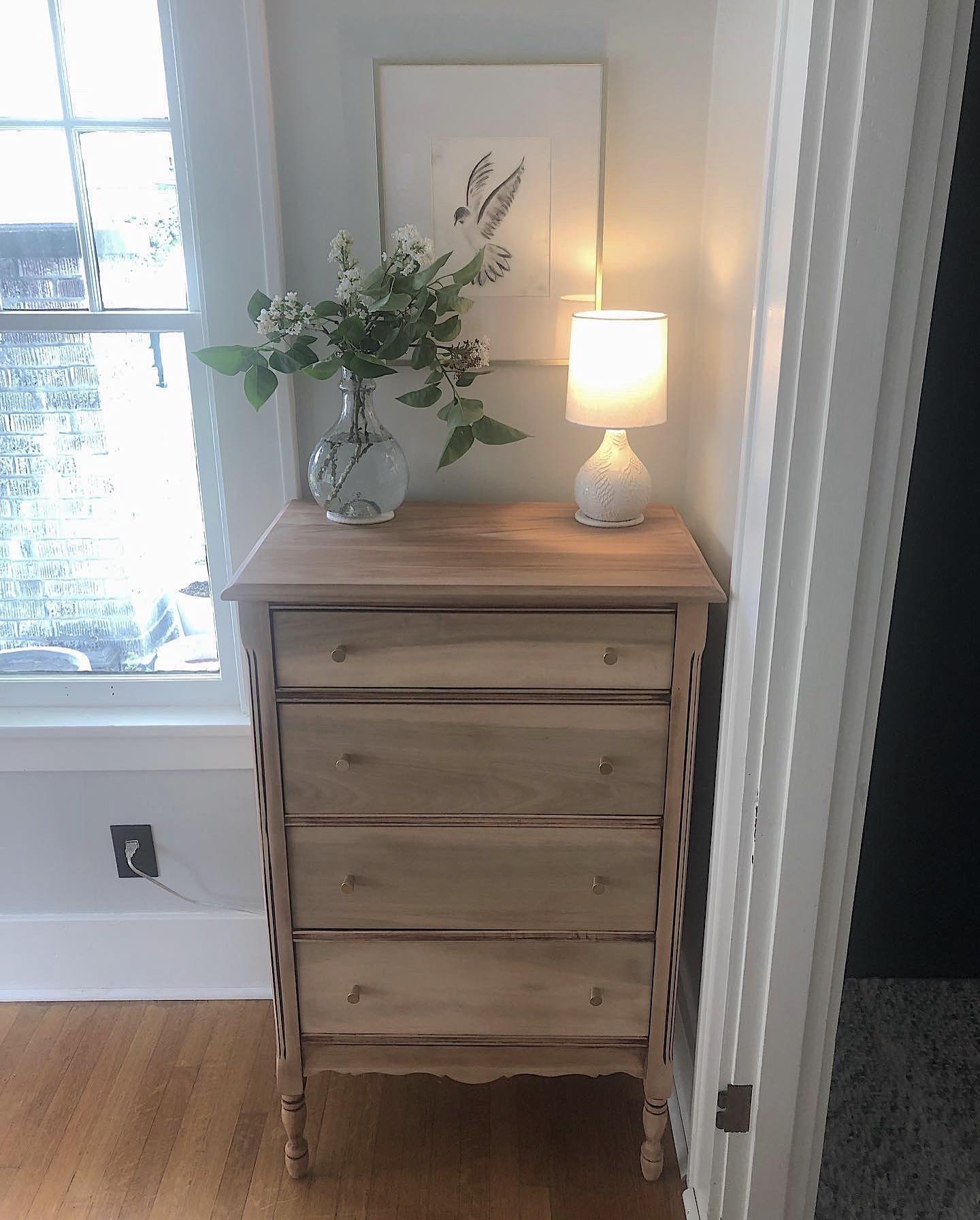 SOLD Sanded and stripped to its original raw wood with a matte finishing wax + updated simple soft brass hardware…this one is for me! It’s now in my dining room holding my paint supplies. I’ve started painting more canvas’s to include in upcoming furniture collections (next one scheduled for end of June). I’m in love with this piece and appreciate having something so special and beautiful to store a craft that brings me so much joy ❤️ swipe for the after