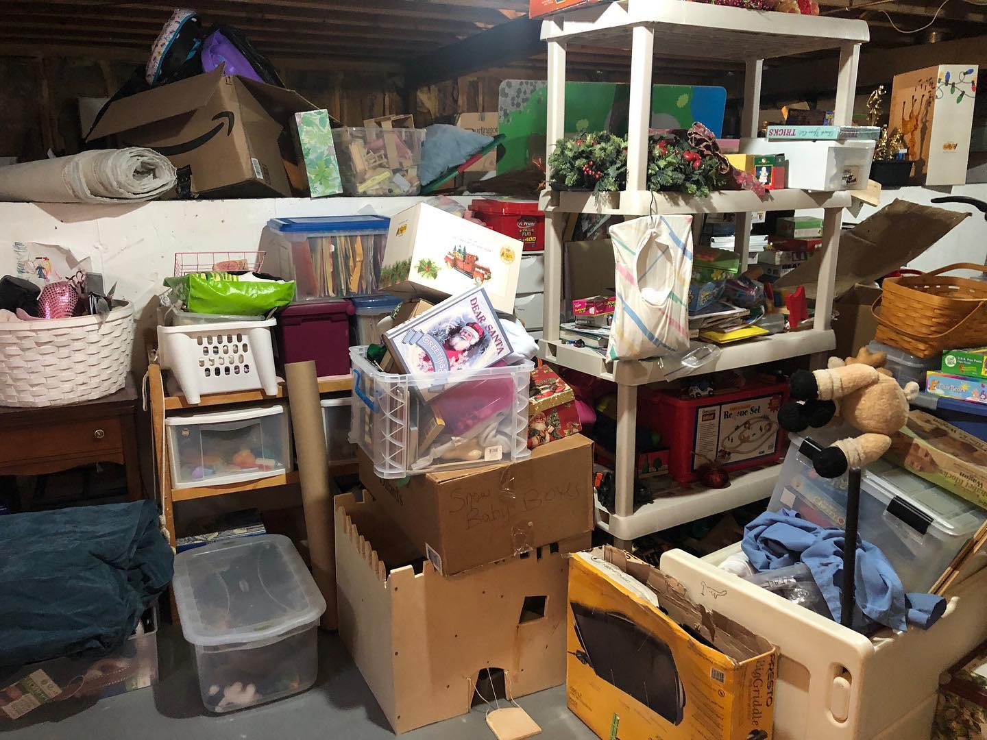 Before ➡️ After | I’ve been so grateful for these basement sessions lately since it’s been so hot! 🥵 I can focus on making a space more functional and practical in all of its subterranean coolness. ❄️ This basement serves as storage for the current homeowners, short-term storage for the client’s grown children, and toy storage for their grandchildren. Whew! 😅 Now the clients can find what they need, and have zones to store anything new that happens to find it’s way “back to mom’s!”
.
.
.
.
#organized #organization #homeorganization #professionalorganizing #professionalorganization #homeorganizer #organizedhome #organizedlife #organizeyourlife #declutter #clearspaceclearmind #innerpeace #basementorganization #basementorganizing #basementorganizing