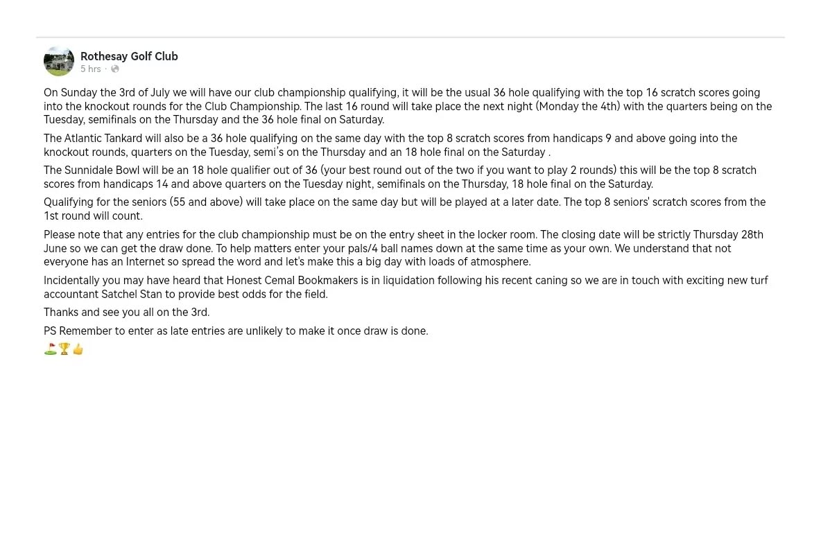 ********🏆 Club Championships Update 🏆 ******** #golf #scottishgolf #rothesaygolfclub #clubchampionships