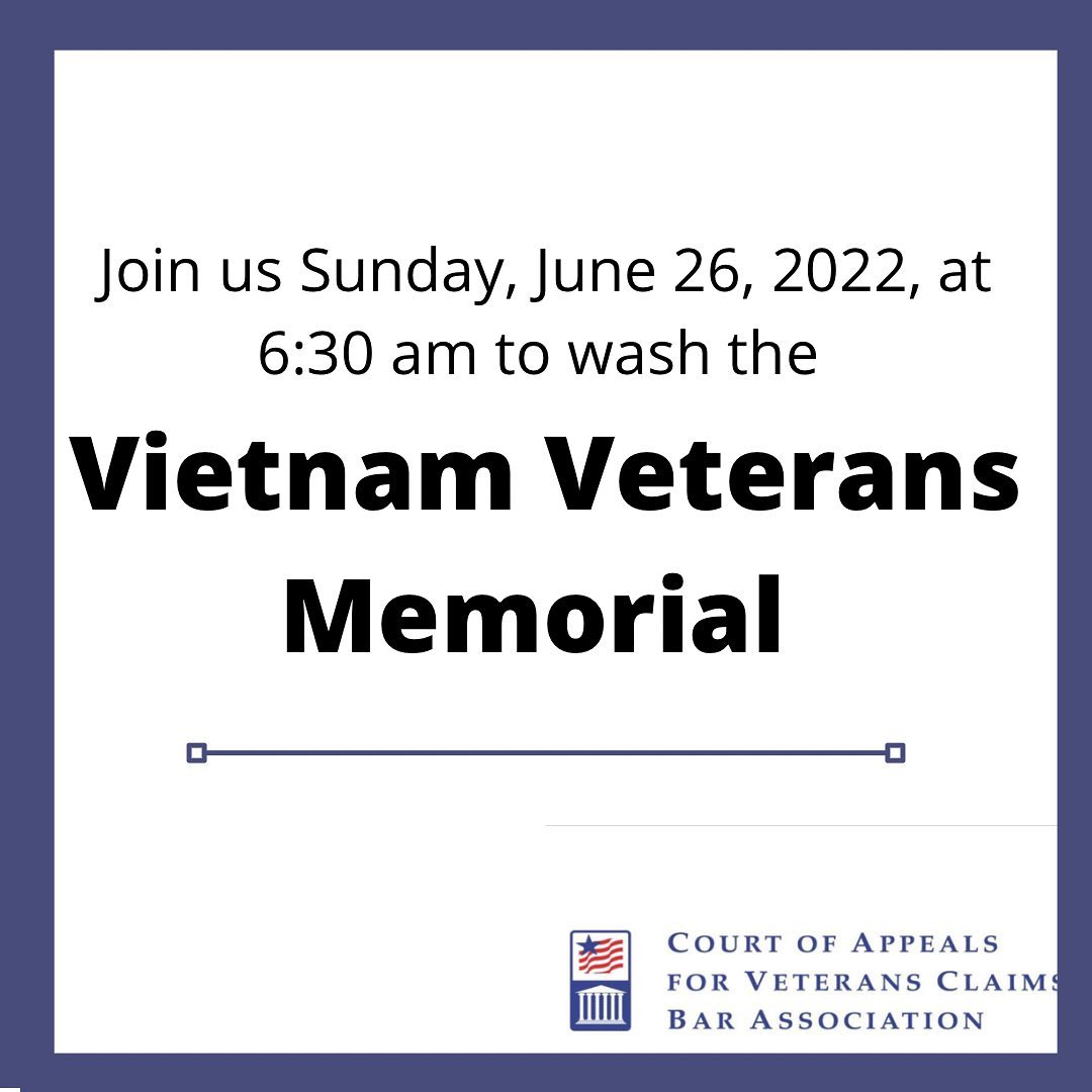 Please join us bright and early to wash the Vietnam Veterans Memorial Wall. The National Park Service will provide the equipment. Let us know in the comments below or send a DM if you plan on coming. Hope to see lots of fellow CAVC bar members there!