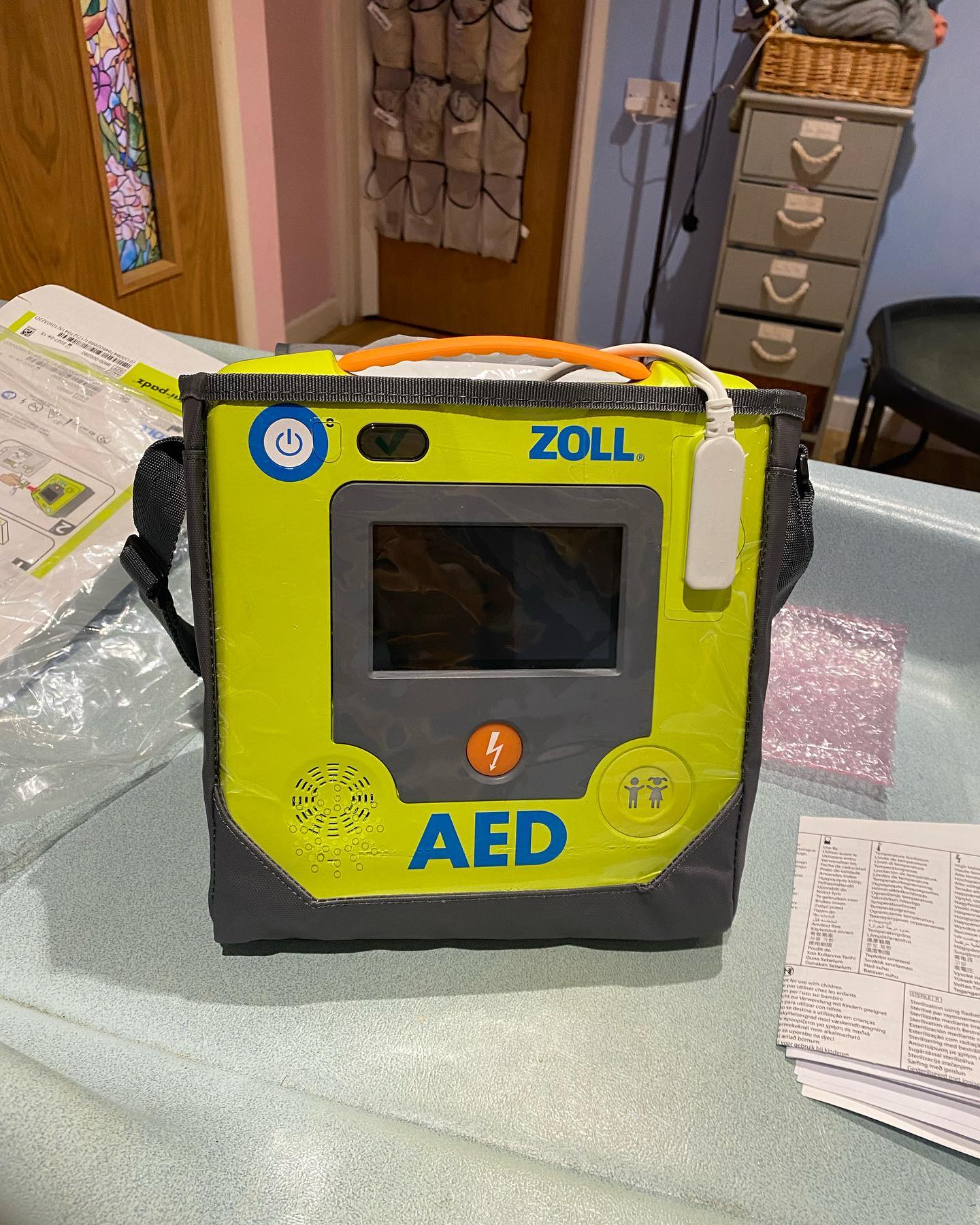 EPFA - Shefford - June 2022, went to install and train in the new Zoll AED 3. Part funded by our Community Access Defib Fund.