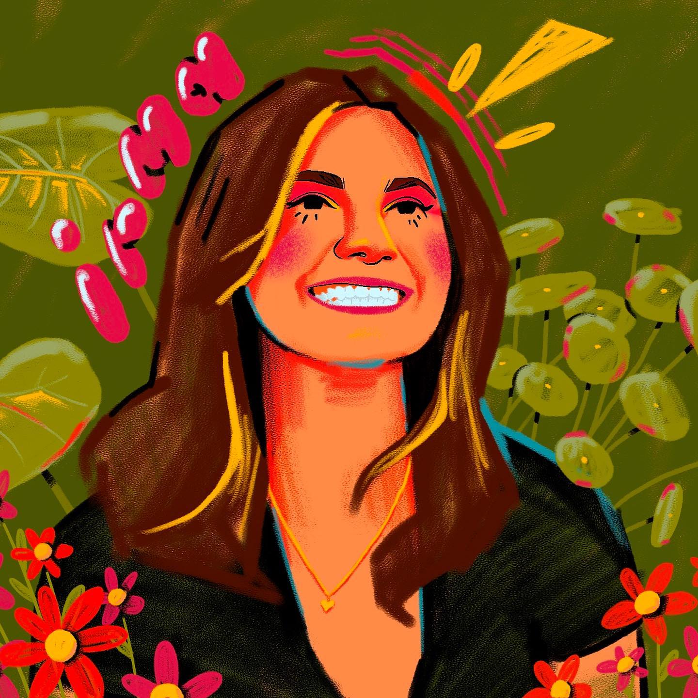 Another self portrait 🌼🪴 swipe through to see the whole drawing and closeups!