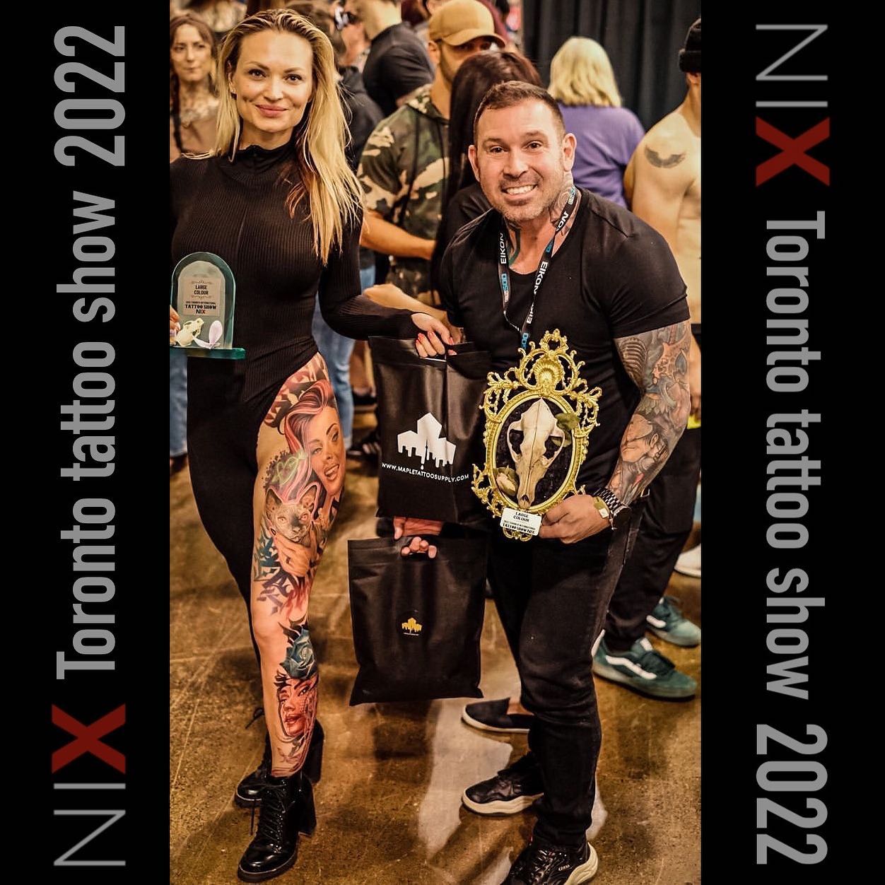 It was an amazing experience at the @nixtattooshow last weekend! We a very happy and grateful to had the opportunity to present one of our project at the convention in the « best large color tattoo» category and @jimmystriptattoo ended up winning first place !!! Thank you all for your support and we cannot wait to show you guys healed photos of that amazing piece.
***
Inks and cartridges supplier @matrixtattoosupply
Photo by @jporro24
***
#torontotattoo #nixtattoo #nix #nixtattooconvention #nixtattooshow #tattoomodel #nixtattooshow2022 #tattooshow #nixtattoo2022 #legsleeve #tattooawards #tattooaward #torontotattoos #torontotattooartist #montrealtattoo #girltattoo