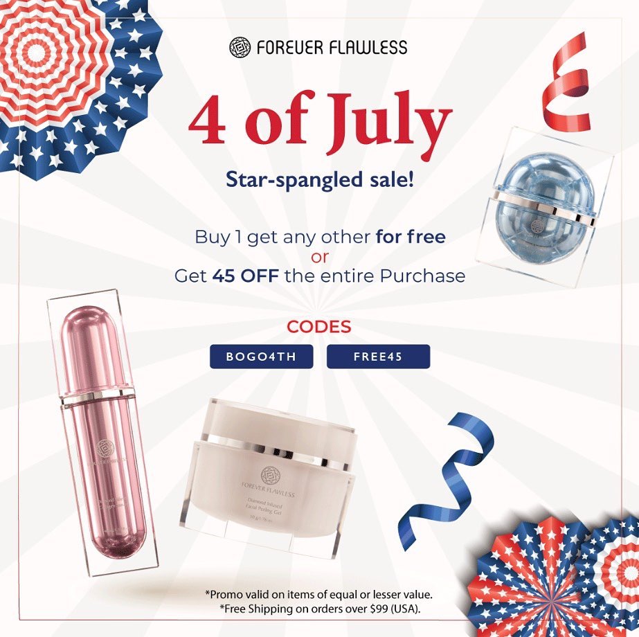 4TH OF JULY SALE! 🇺🇸
BOGO vs. 45% OFF. Pick one!
.
Shop now! 🛒
.
.
.
#foreverflawless #instagood #selfcare #loveyourself #skincareroutine #skincaretips #skincareproducts #skingoals #skincareaddict #skincarecommunity #beautycare #4thofjuly #july4 #independenceday #beautytips #beautyhacks #skincareproducts #skincare