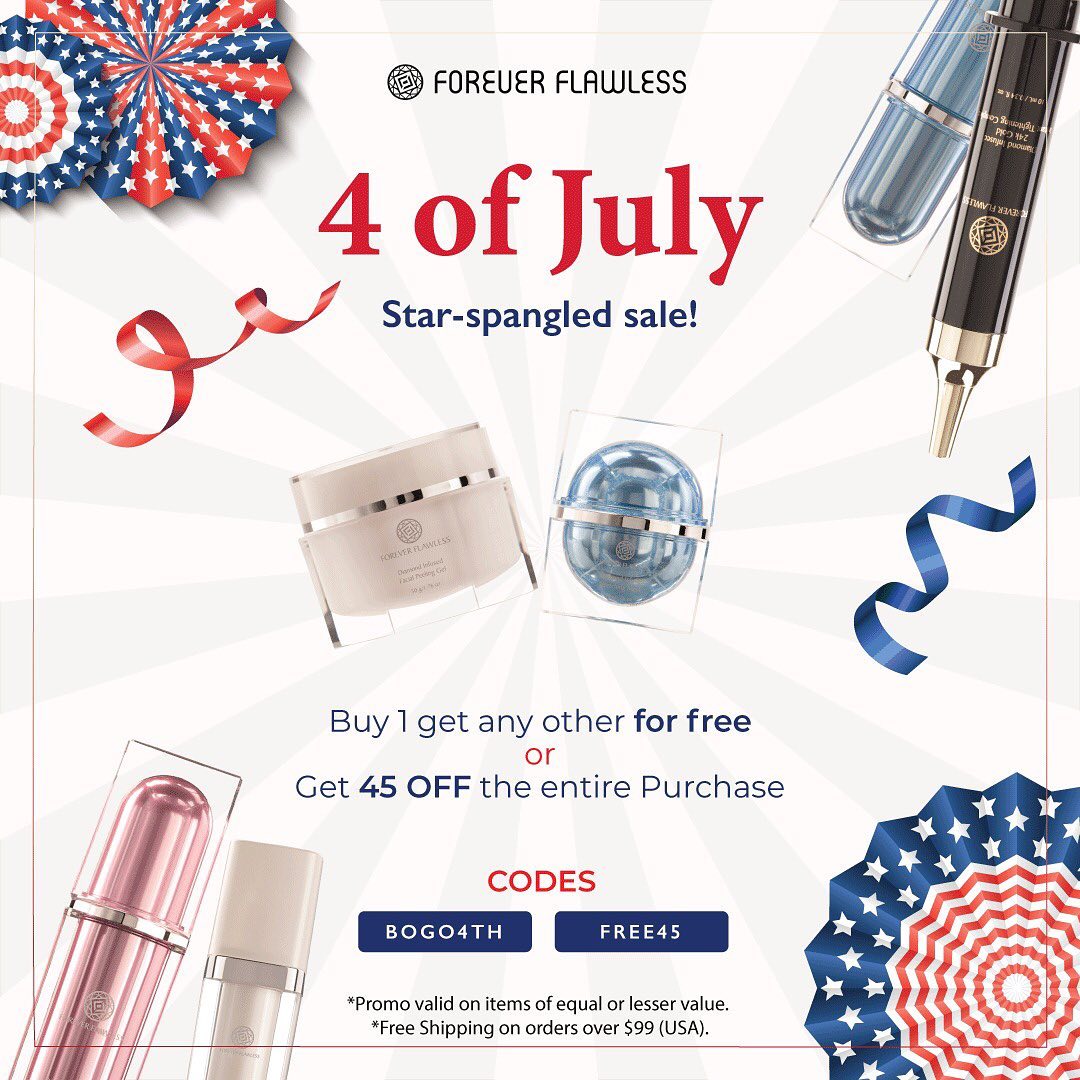 4TH OF JULY SALE! 🇺🇸
BOGO vs. 45% OFF. Pick one!
.
Shop now! 🛒
.
.
.
#foreverflawless #instagood #selfcare #loveyourself #skincareroutine #skincaretips #skincareproducts #skingoals #skincareaddict #skincarecommunity #beautycare #4thofjuly #july4 #independenceday #beautytips #beautyhacks #skincareproducts #skincare