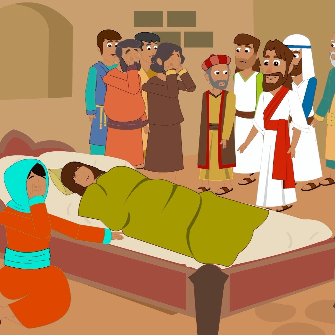 Jaírus átti aðeins eina dóttur, 12 ára gamla, sem var orðin mjög veik. Hann átti líklega mikið af peningum en það hjálpaði honum ekkert. Í örvæntingu sinni fór Jaírus til Jesú og ætlaði að láta á það reyna að hann myndi lækna hana, hann hafði heyrt af kraftaverkum hans og hann hafði svo sem engu að tapa. Jesús fór með honum en á leiðinni fékk Jaírus verstu mögulegu fréttir. Dóttir hans var dáin. Jesús sagði honum að hafa ekki áhyggjur og trúa því besta. Þegar Jesús mætti heim til fjölskyldunnar öskruðu allir og grétu af sársauka og söknuði og þegar Jesús sagði þeim að slaka á, hlógu þau að honum, þau vissu að hún var dáin. Jesús rak þá alla út. Hann tók í hönd stelpunnar og sagði henni að rísa upp. Hún gerði það. Hún hafði lifnað við!
Í sömu sögu, þegar Jesús og Jaírus tróðu sér í gegnum mannfjöldann, var kona sem snerti föt Jesú og læknaðist við það. Hún hafði verið veik í átján ár. Þetta var ekki í fyrsta sinn sem Jesús reisti fólk upp frá dauðum og ekki í það síðasta heldur. Jesús er enn að gefa fólki líf, nýtt líf, og heldur því áfram þar til hann kemur aftur.