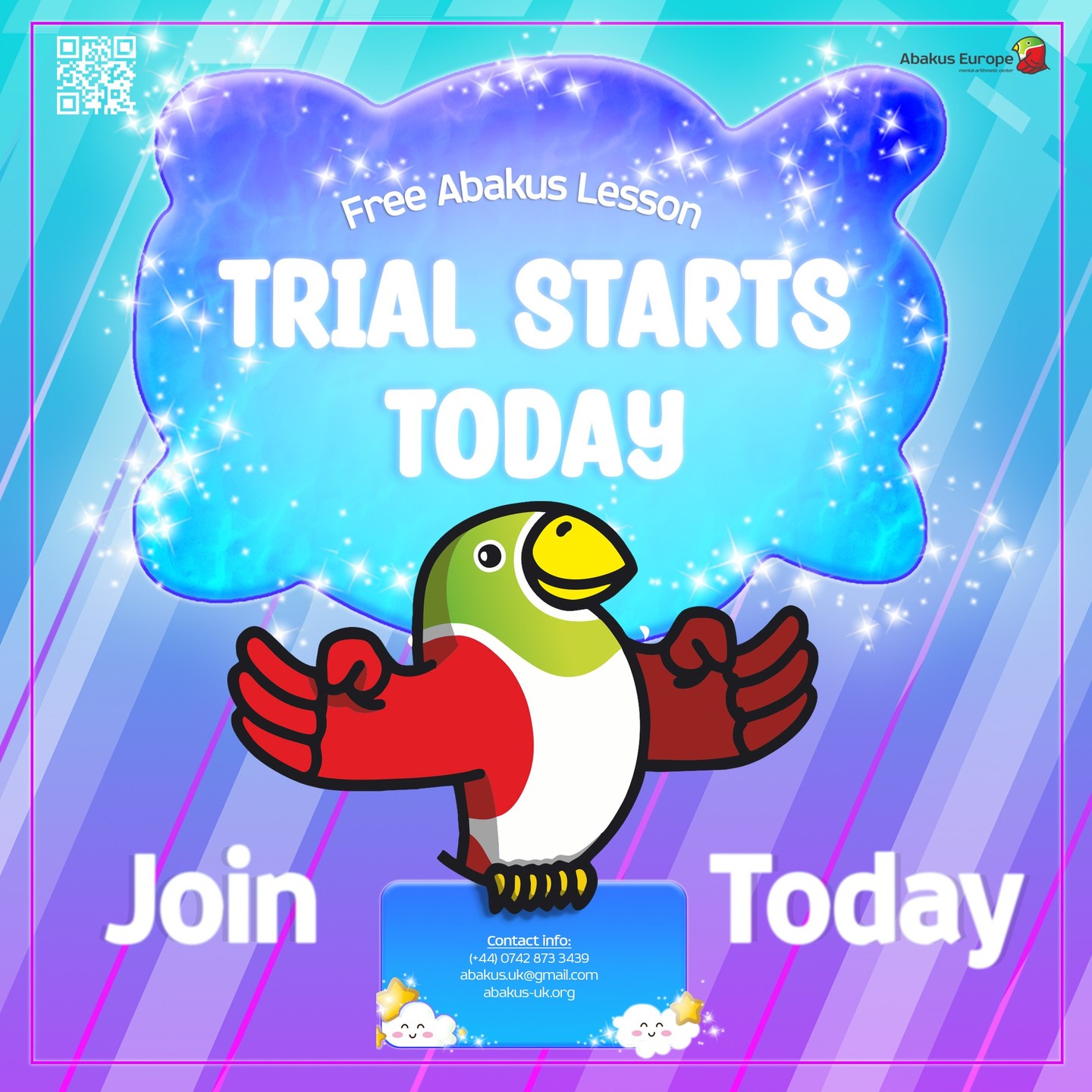 Our August trial lessons have started!
There are 2 available time slots every Monday to Wednesday, for the next 3 weeks.
Register your interest by messaging us, or completing the sign-up process on our website.
Click on the link:
https://www.abakus-uk.org/booking-calendar/free-trial-1?referral=service_list_widget
#AbakusUK #Maths #AbakusEurope #Abacus #Arithmetic #Education