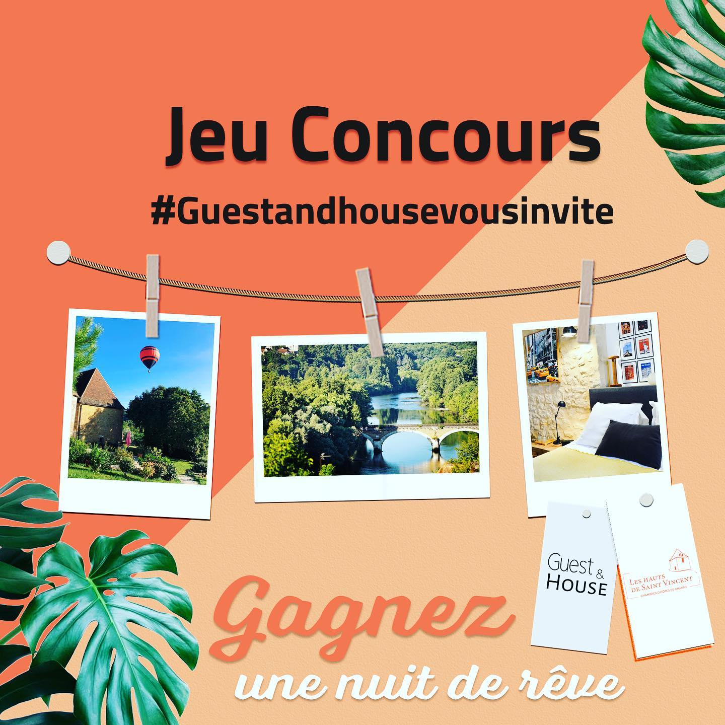 đđ» COMMENT PARTICIPER ? :
1/ Etre abonné à @hautsdestvincent et @guestandhouse
2/ Aimer cette publication; â€ïž
3/ Taguer un(e) ami(e) qui souhaiterait également participer à ce concours
đđđ Partagez la publication en story pour avoir encore plus de chances de gagner, en mentionnant @guestandhouse avec le hashtag #guestandhousevousinvite
đđ» Nombre de participations illimitĂ©s
đđ» Fin du concours : le 22 aoĂ»t 2022 Ă 10h par fermeture des commentaires. Tirage au sort et annonce en story le mĂȘme jour Ă PARTIR DE 18H
â ïž ATTENTION AUX FAUX COMPTES QUI VOUS DEMANDENT DES INFORMATIONS OU UN PAIEMENT POUR VALIDER VOTRE PARTICIPATION OU VOTRE GAIN.
NOUS NE VOUS DEMANDERONS JAMAIS RIEN, CâEST UN CONCOURS LIBRE ET GRATUIT SANS ENGAGEMENT
Ce concours gratuit et sans obligation dâachat est gĂ©rĂ© par Guest&House et aucunement par FB ou IG. Pour toute question Ă©crivez nous Ă guestandhouse@canete.fr
Tirage au sort par logiciel en ligne le 22 août 2022
SĂ©jour dâune nuit valable pour la saison 2022 hors juillet / Aout.
Le commentaire tiré au sort devra respecter les rÚgles du jeu ci-dessus, sinon un autre tirage au sort sera lancé.
@guestandhouse nâest pas responsable des plannings de disponibilitĂ©s des maisons dâhĂŽtes.
(*) chaque maison du réseau @guestandhouse participant aux concours définira en amont le nombre de nuits et de personnes qui constitueront le séjour.
#sejouroffert #jeuconcoursinstagram #maisondhote #jeuconcours #perigord #sarlat #maisonhotesdecharme #mongolfiĂšre #grottedelascaux #produitslocaux #truffes