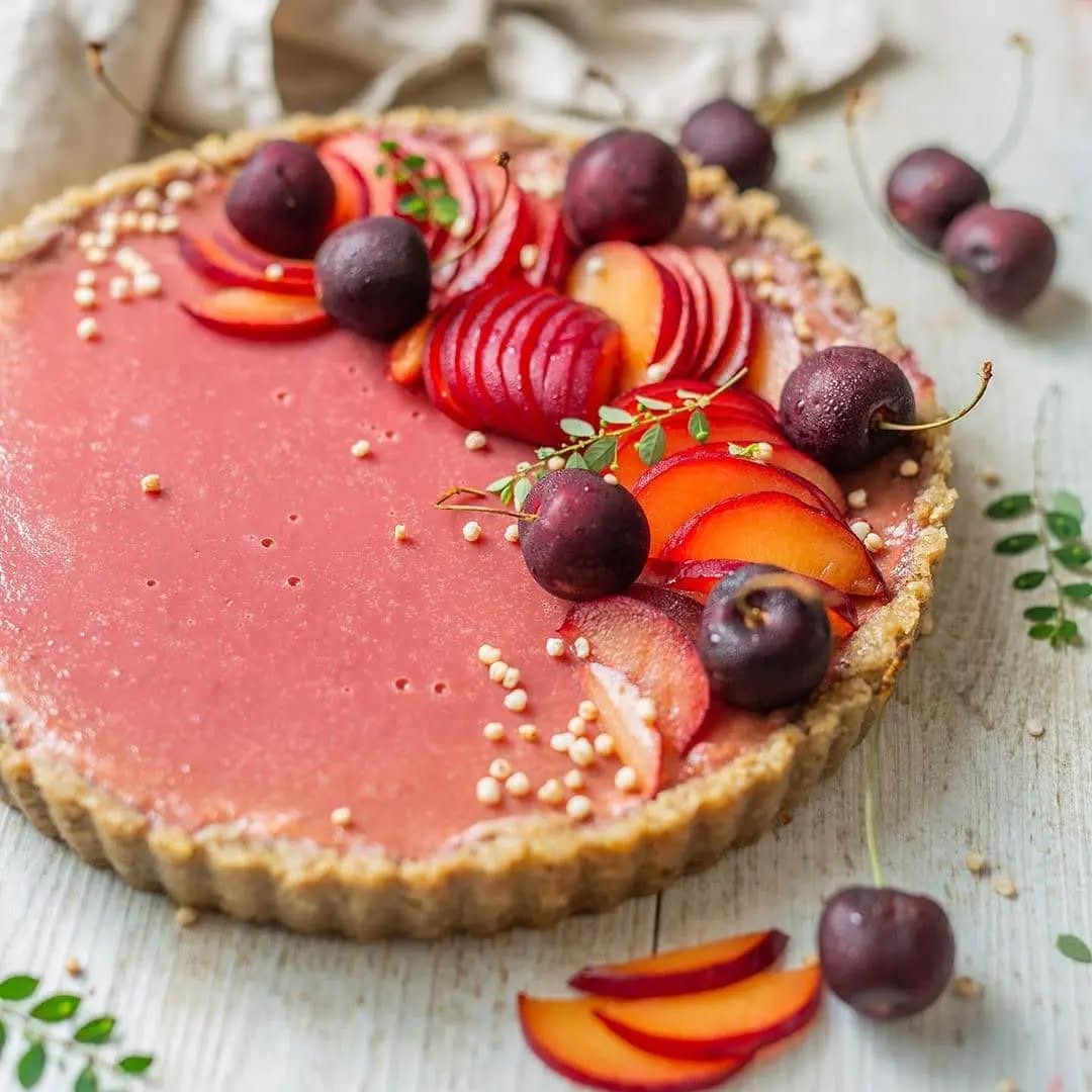 Vegan Plum Jelly Tart with Nature's Elements Organic and Natural Super Seeds
Recipe 👇
INGREDIENTS:
2 cups walnuts
½ cup Nature's Elements Organic Sunflower Seeds
½ cup rolled oats
2 TBSP maple syrup
.
FILLING:
3 cups cashews (soaked for 3-4 hours)
1 300g tofu
juice 2 lemons
⅓ cup maple syrup
¼ cup almond milk
2 tsp vanilla extract
1½ tsp agar powder
.
PLUM JELLY:
8 plums (pitted)
1 cup water
3 TBSP maple syrup
2 tsp agar powder
.
⏩⏩Instructions
For the crust, break down the walnuts oats and sunflower seeds in a food processor until it forms a coarse crumb. Add maple syrup and process again until sticky. Press down evenly onto the base and sides of a tart tin and set aside.
For the filling, add all ingredients into a high-speed blender and blend until as smooth as possible. Transfer to a saucepan and heat over low heat for about 5-6 minutes to activate the agar powder. Make sure you keep stirring as the mixture heats. The mixture will be quite thick but the agar will help it hold its shape once it is sliced.
Pour filling over the base and set aside in the fridge to set.
For the plum jelly, blend all ingredients in a blender until smooth. Move mixture to the saucepan and bring to a low simmer, keep whisking for another 1-2 minutes and remove from heat.
Pour jelly mixture over the tart and smooth with a spatula if needed.
Set in the fridge for about 30 minutes - 1 hour.
Decorate with sliced plums and cherries or whatever toppings you like.
.
Recipe by @hazel_and_cacao