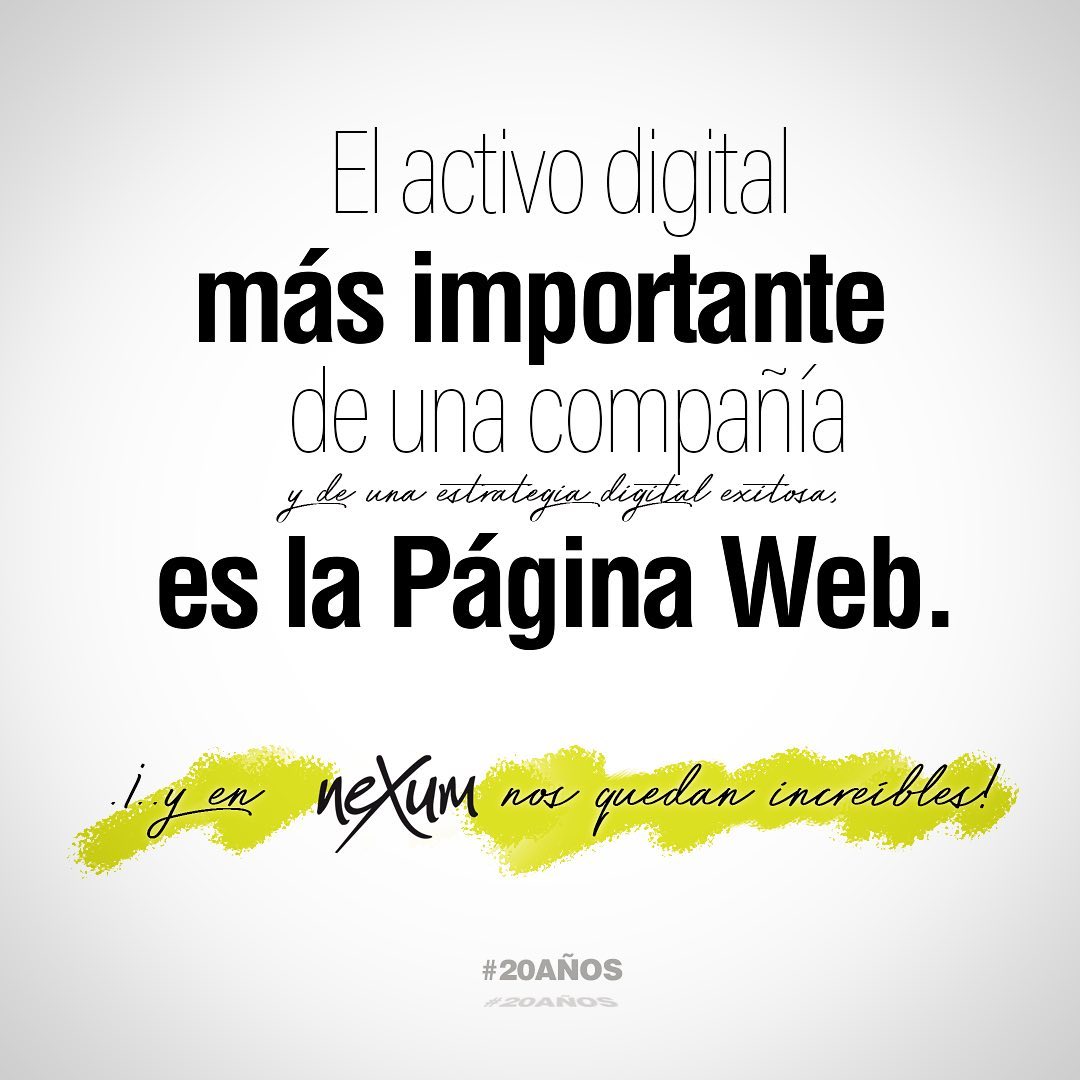 El activo digital más importante de una compañía y de una estrategia digital exitosa, es la página web. Es por eso que al momento de hacerla, elige una compañía con trayectoria, experta en diseño, con alto nivel de desarrollo y prioridad en UX.
En Nexum nos encanta el diseño Web y nuestro propósito es que queden increíbles.
#webdesign #ux #diseñoweb #diseñowebbogotá #expertosendiseño #20años #graphicdesign #diseñodigital #activodigital