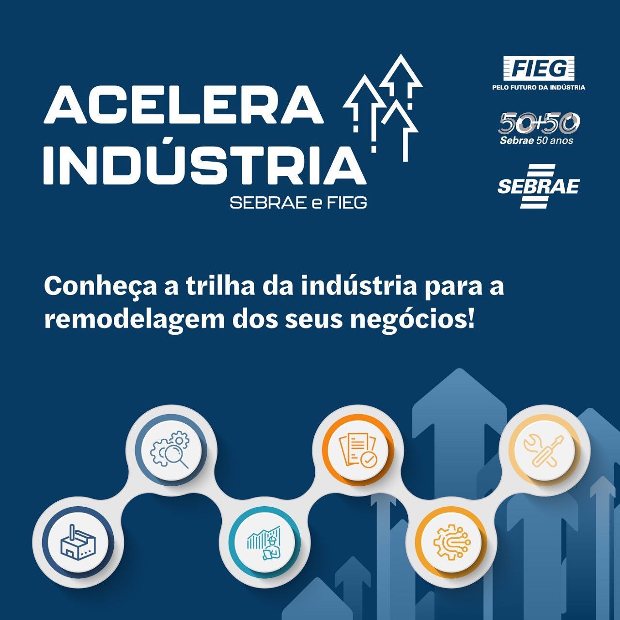 *ACELERA INDÚSTRIA* 🚀
*_Fieg e Sebrae estão com inscrições abertas para a 3ª turma do programa_*
A *Fieg* e o *Sebrae* estão com inscrições abertas para a terceira turma do programa *Acelera Indústria*, iniciativa que busca estimular pequenos negócios a transformar realidades, por meio do fomento de práticas empresariais que tornem as empresas mais competitivas.
✅ *Inscrições gratuitas!*
✔️ Vagas limitadas a 25 CNPJs.
✔️ 4 meses de duração: diagnóstico, capacitação, consultorias de gestão, consultorias tecnológicas e jornada de inovação.
➡ Garanta sua participação até *31 de agosto de 2022*.
🖱️ *Acesse:* https://www.sympla.com.br/evento-online/acelera-industria-sebrae-e-fieg/1685489
📞 *Mais informações:* (62) 3051-0051.
🎯 *Venha conhecer a trilha da indústria para a remodelagem de seus negócios!*