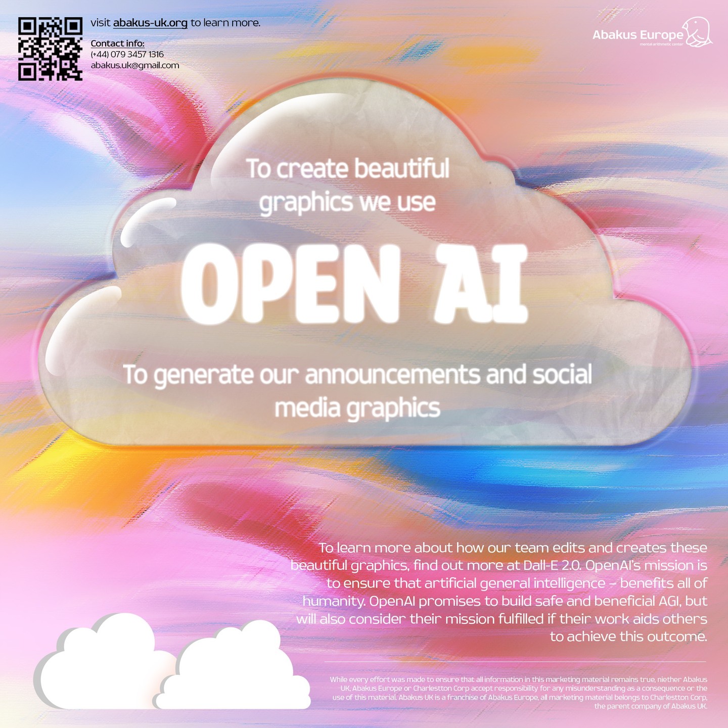 We use automations and AI in our managerial and design tasks! Follow #openai to learn more.
This graphic was created by a new engine which we will start implementing more often. This saves costs and time and allows us to work more efficiently!
#AbakusUK #Maths #AbakusEurope #Abacus #Arithmetic #education #followforfollowback #likeforlikes #likeforfollowback