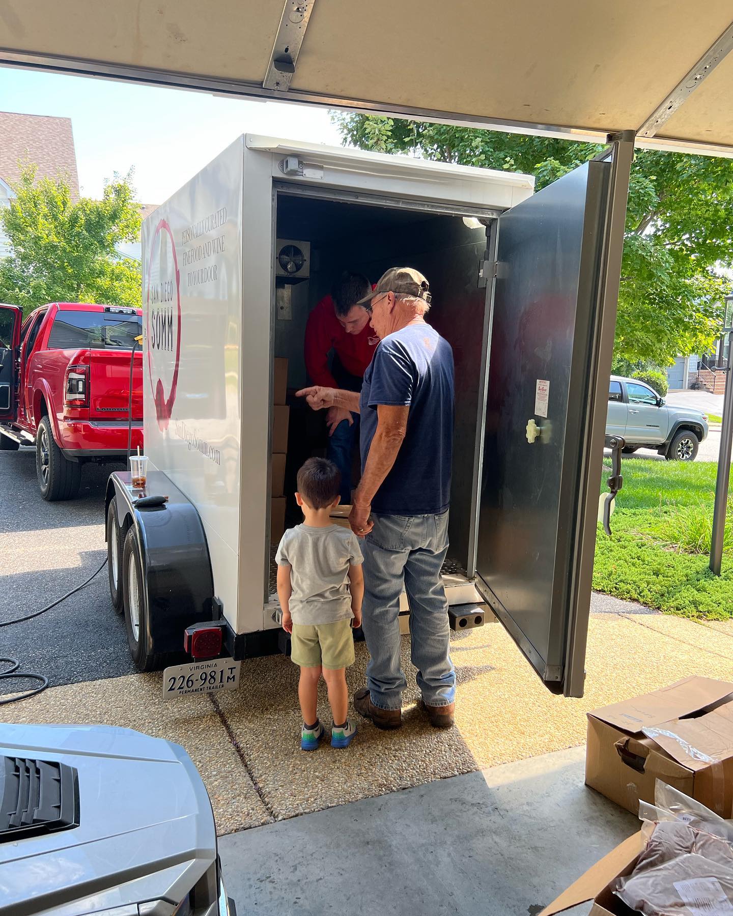 Dad and Colt helping organize the freezer trailer for our first delivery to Napa Kitchen and Wine. #polartemp #akaushi #napakitchen #nkw