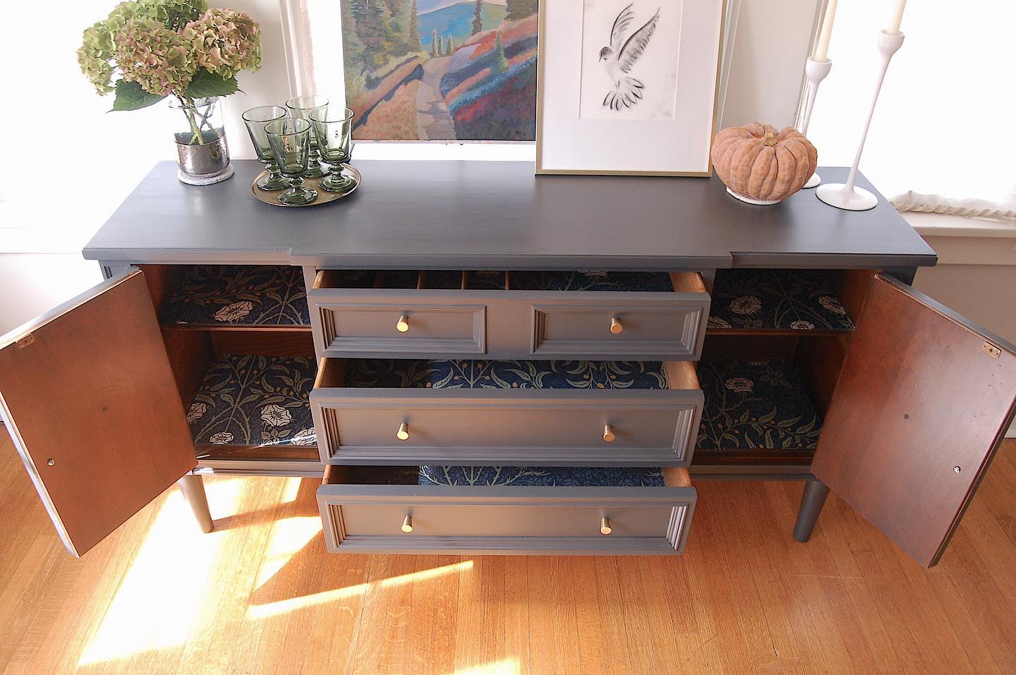 Solid wood buffet completely redone! See the story on my blog and check out all that’s new on my website www.rachaelannart.com