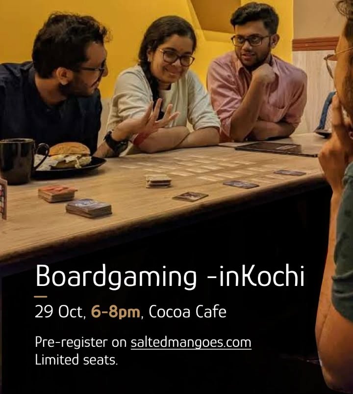 It's high time we get fun things to do in Kochi. Meet, play and make new friends through boardgaming
#boredinkochi #thingstodoinkochi #malayaliboardgamer #kochi #eventsinkochi #indianboardgames #kochimeetup