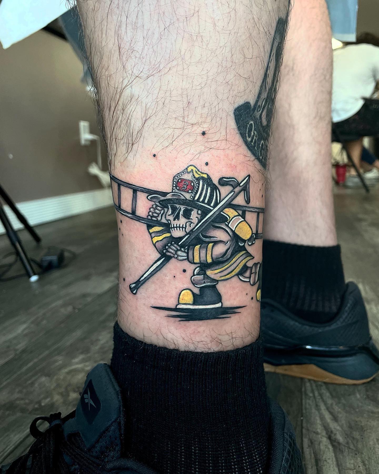 Second tat on the firefighter leg done by @kys_ink