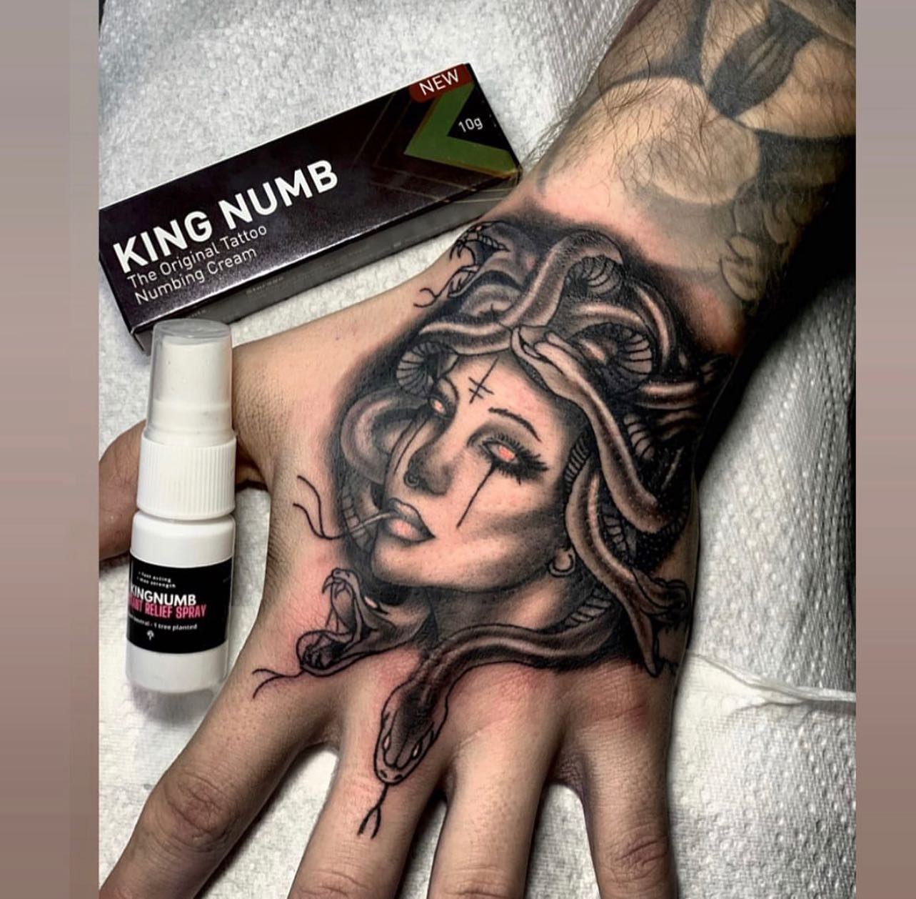 Pain free is here!! Feel nothing on your next tattoo! The latest numbing products to hit the U.K. from £9.99!!! #handtattoo #tattoo #tattooideas #tattooartist #tattoocream #numbingcream #tattoonumb #kingnumb #kingnumbofficial #tattooart #tattoodesign