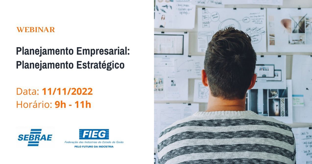 Webinar – Planejamento Empresarial: Planejamento Estratégico
📝 *DIA 11/11/2022* *(Sexta-feira)*
⏲️ *Horário: 9h às 11h*
👤Consultora do Sebrae: Cejana
Oportunidade: Evento gratuito (on-line)
*Planejamento empresarial* é um instrumento de gestão que inclui prever cenários, definir metas e objetivos organizacionais, traçar estratégias e métodos para conquistá-los e determinar como será a jornada de crescimento da empresa.
Realize a sua inscrição!
https://www.sympla.com.br/webinar--planejamento-empresarial-planejamento-estrategico__1756603
Esperamos por você!