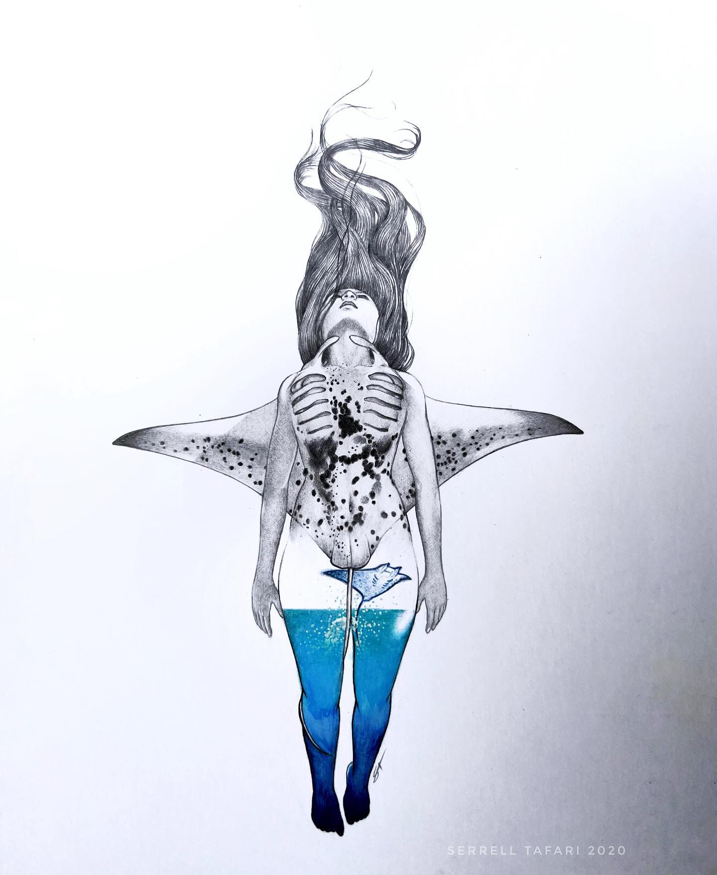 T R A N S F O R M A T I O N
#illustration #watercolor #pencildrawing #linework #spiritualart #aquaticart #mantaray #gcseart
