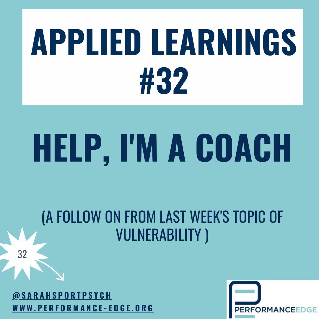Applied Learning Series #32
Help I'm a coach! Having spent so many years working with coaches I have had many a discussion about reluctance to ask other coaches for help or guidance. Here are a few benefits and questions to help you explore your barriersš @drsuzebrown creditš