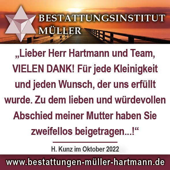 #danke für die tolle #bewertung !!! 🙏 Für einfühlsamen Beistand im Trauerfall … 🌿 Wir sind 24 Stunden in #donaueschingen für Sie da ! Ihr Bestattungsinstitut Müller .. #24h #soforthilfe #durchgehendonline #immererreichbar #erdbestattung #feuerbestattung #seebestattung #beistand #trauerfeier #bestattungsvorsorge #überführung #bestattungsinstitut #donaueschingen #bräunlingen #blumberg #baddürrheim www.Bestattungen-müller-hartmann.de