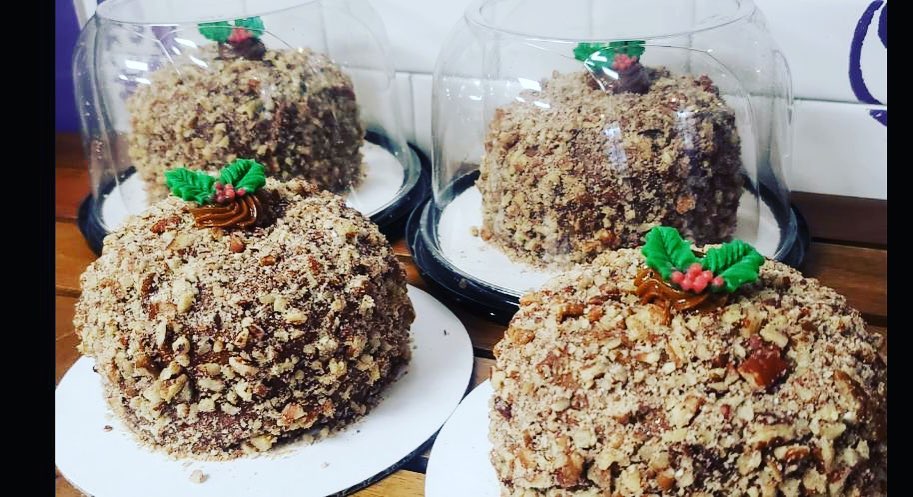 Our signature cake ! The Mariela cake, vanilla and chocolate marble cake with a layer of dulce de leche inside and iced with dulce de leche and pecans. Available at Nordstrom in Walnut Creek during our pop up shop on Saturday Dec 3 from 10 am to 3pm. !🎄🍪🥛🎁