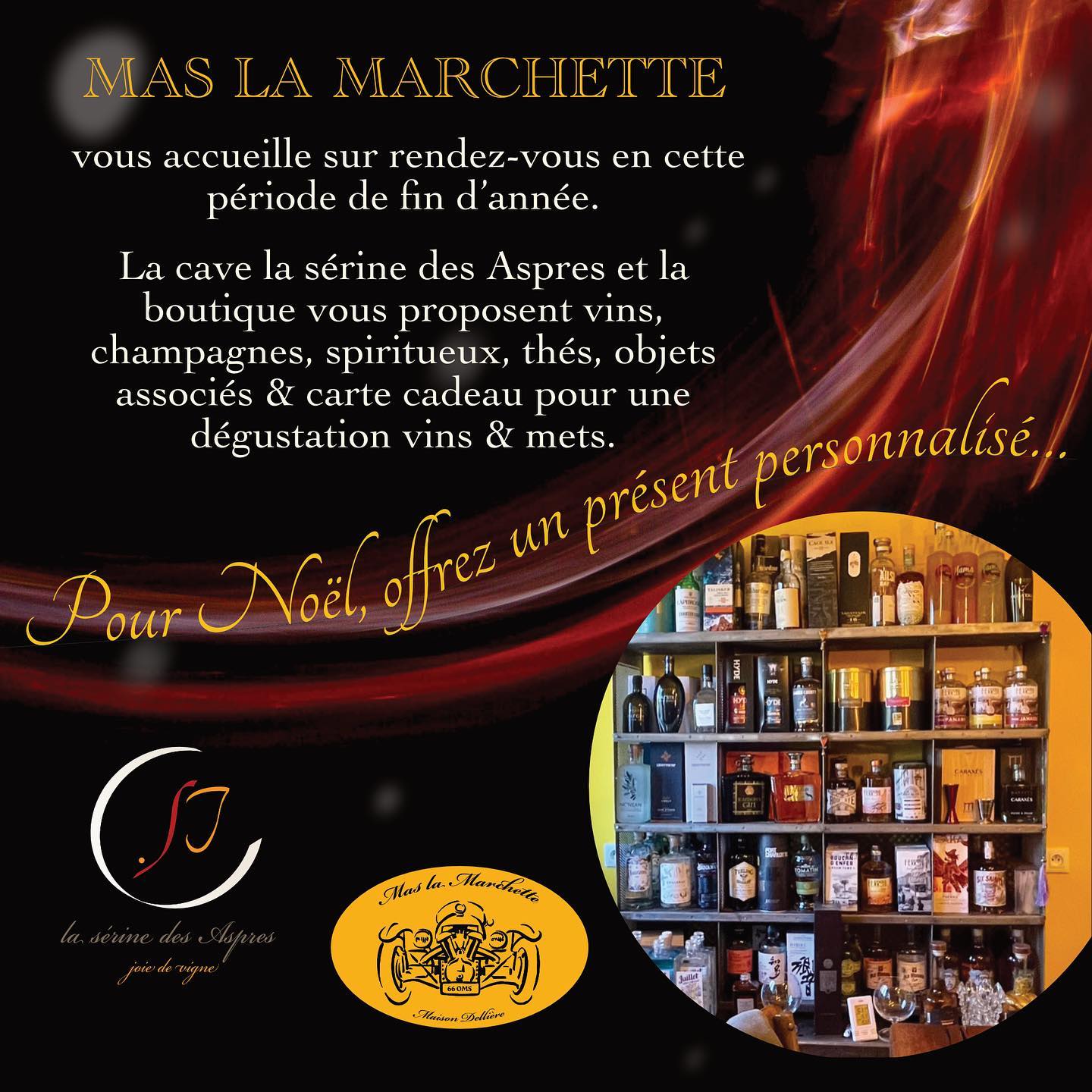 Venez jusqu’au Mas la Marchette pour dénicher une idée cadeau ou découvrir les vins, spiritueux et thés…#ideecadeau #offrir #noel #wine #champagne #pyreneesorientales #ceret #thuir #convivialité #decouverte