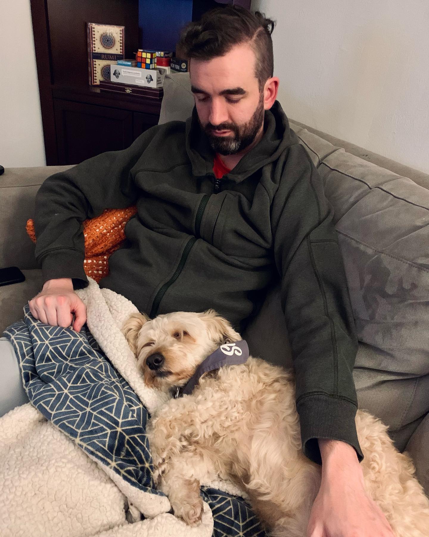 She wasn’t good with kids. She’d had some bad experiences with them when she was a young puppy, before we owned her, that left her with a healthy distrust of small bodies and grubby hands.
Truth be told she wasn’t that great with other dogs, either. We joked that she was a definite Slytherin. Sometimes her natural wariness was overcome by her desire to play, and she would orbit around with a new pal in the park during off-leash hours. But inside she worried about her food, about her bed, about anything that could be taken away from her.
She worried a lot. She wouldn’t hurt a fly because flies terrified her. We’d find her cowering in the bathroom and soon enough we’d hear the telltale buzz. I would whack it and show her the corpse for her satisfaction. She’d hear a noise in the hallway and bark frantic warnings until l opened the door to show her no one was coming in - then she’d turn tail, relieved and embarrassed, to wait for the next crisis.
Despite her anxiety, she loved meeting new people. Tall strangers were instant friends, especially since they might have treats. Her distinctive greeting-howl became well known throughout the neighborhood - she was a Prospect Park celebrity, even to strangers who knew her only by reputation. She’d spot a familiar figure from a hundred yards away, trumpet her introduction, and then we’d hear: “It’s Shirley!!”
But she was happiest at home. Curled up on the couch - when allowed, which she always was - in her favorite corner spot, or dreaming in Jaema’s lap. I always said that I was Shirley’s favorite person, but Jaema was The Sun. Everything she did revolved around her. Or maybe we were a pack and Jaema was the leader. Shirley loved keeping the pack together. She couldn’t stand it when we were on a family walk and one of us would break off to run an errand or go to work.
And now what do we do without our little shadow, our grumpy terror, our anxious guardian, our first child? She got sick so suddenly and unexpectedly, at only six years old. (Continued in comments)