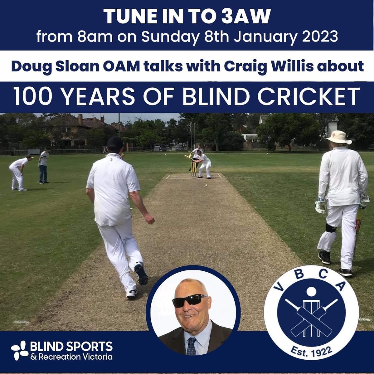 NOT TO BE MISSED.... tomorrow morning - Sunday 8th January 2023 at 8am (AEDT) on 3AW693.
How did Blind Cricket start and how has it changed over the past 100 years?
Doug Sloan OAM, Board member of the Australian Blind Cricket Association, former President and life member of Blind Cricket Australia and former Victorian State player, will be chatting with Craig Willis about all things Blind Cricket.
Find out how you can be a part of the upcoming celebration event marking one hundred years of Blind Cricket. Set your alarm and tune in to 3AW.
Disability sports network Victorian Blind Cricket Association 3AW Melbourne #DougSloan #CraigWillis Blind Sports Australia @disabilitysportsaustralia Disability Sport and Recreation Blind Cricket Australia BCA Cricket Australia #BlindCricket #BlindSports #travzimmer #cricket #inclusivesport