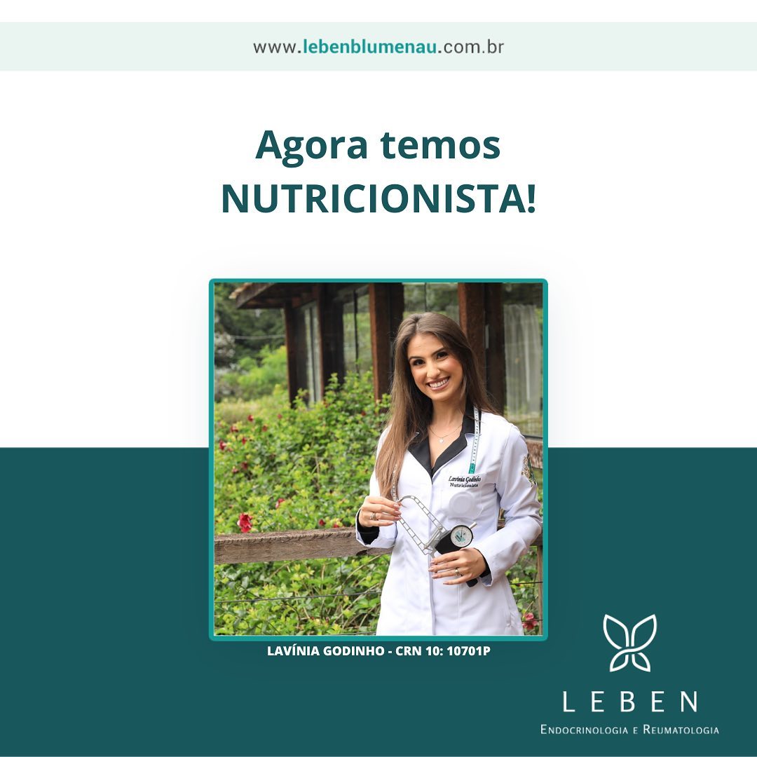 Pensando ainda mais na sua saúde, a Clínica Leben agora também oferece atendimento com nutricionista!!!!🍎🍉
➡️ Lavínia Godinho | CRN-10: 10701P
Nossa missão é oferecer um atendimento humanizado, com conforto, empatia, paciência e pontualidade.
Faça-nos uma visita. Será um prazer receber você!
Clínica Leben
📍 Rua Almirante Barroso, 1004
Sala 1102 - Vila Nova
Blumenau - SC
📱Whatsapp: (47) 99951-1836
www.lebenblumenau.com.br
#clinicaleben #reumatologia #reumatologista
#endocrinologia #endocrinologista #metabologia #nutrição #nutricionista #blumenau