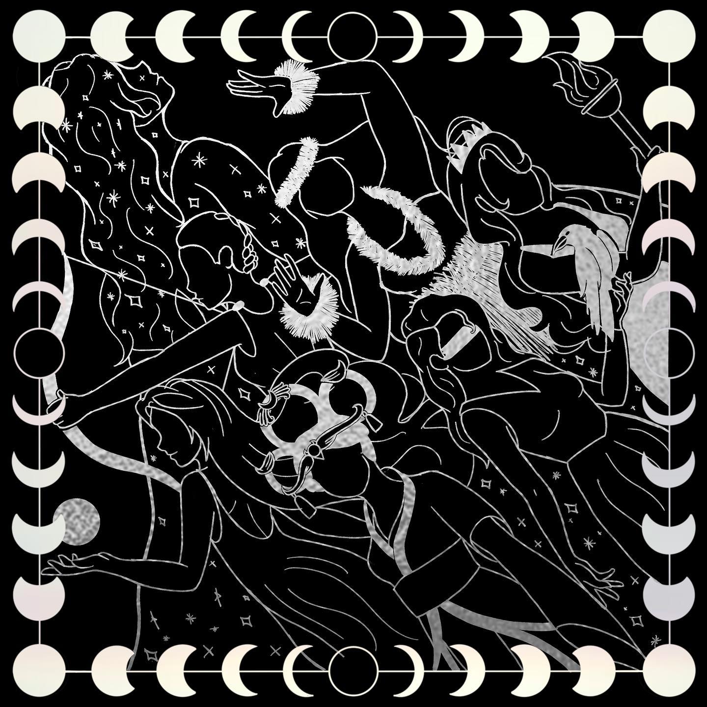 “Women of the Night”
Metallic Ink screen print on Fabric
#art #artist #fineart #fantasyart #surfaceprint #screenprinting #screenprinted #mythologyart #moondeities #greekmythology #hawaiianmythology #celticmythology #chinesemythology