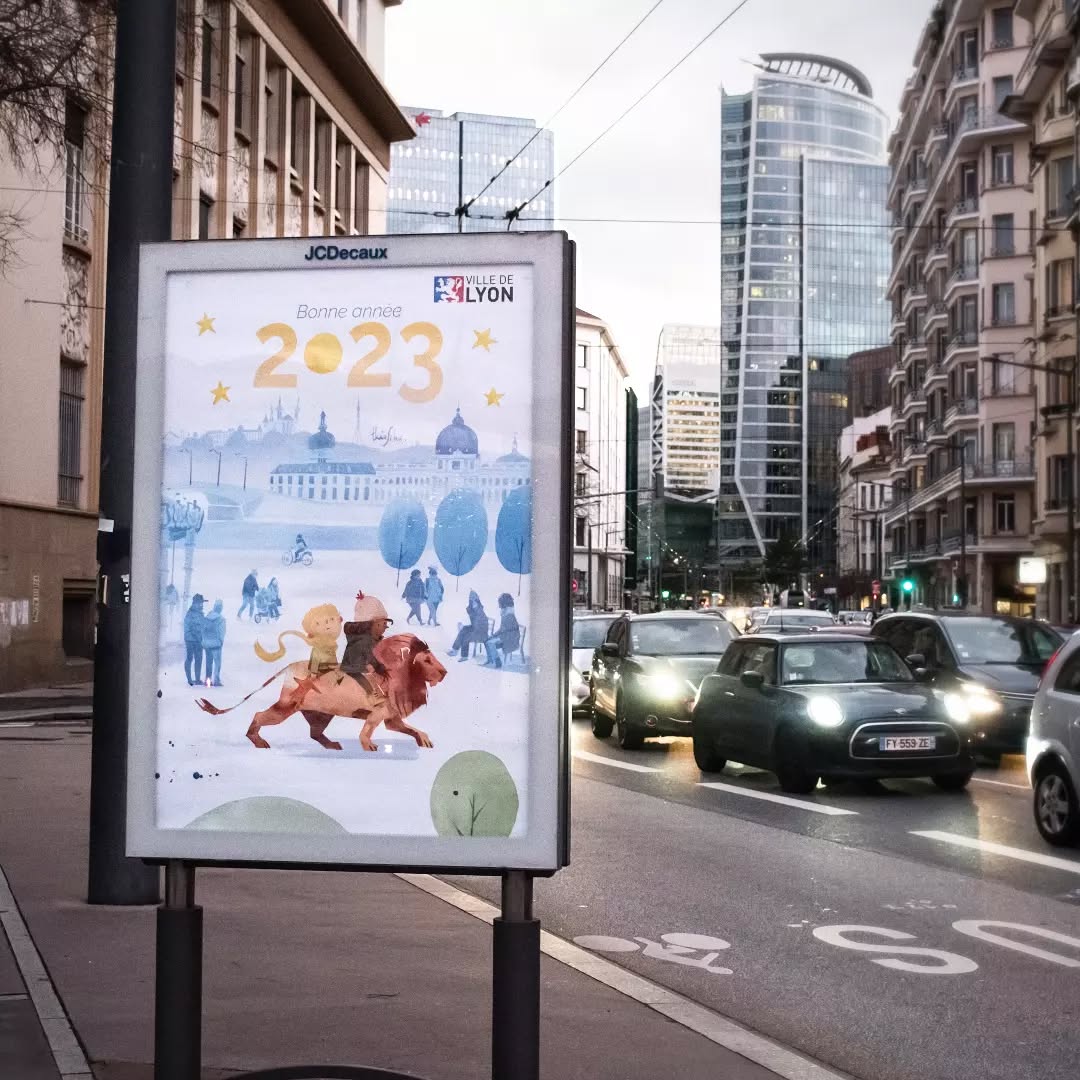 Affiche junior à Brotteaux.
#watercolor #villedelyon #voeux2023 #jcdecaux #partdieu #brotteaux