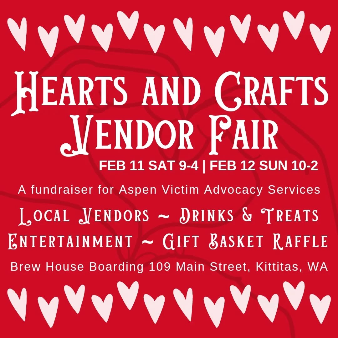 Less than a month away till our Valentine's Day Craft Fair Fundraiser!!
♥️ Hearts & Crafts Vendor Fair ♥️
♡ Featuring 10+ local vendors!
♡ Candy & Sweets 🍫
♡ Coffee & Hot Cocoa ☕️
♡ Gift Basket Raffle 🎟
♡ Proceeds Benefit Aspen Victim Advocacy Services 🤍