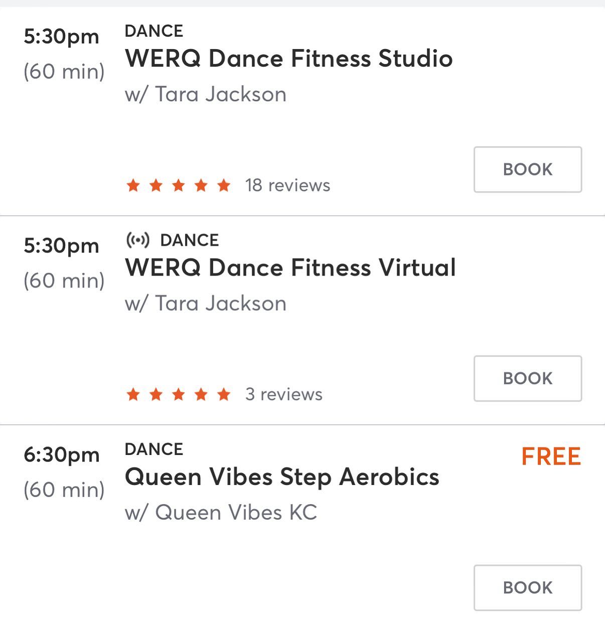 The easiest and BEST way to book is thru the Mindbody app. We’ve got a great double header planned. Join us tonight:
5:30p @werqfitness w/ @taraj.jackson
6:30p @queenvibeskc Step Aerobics (more steps were added so we have more room!!)