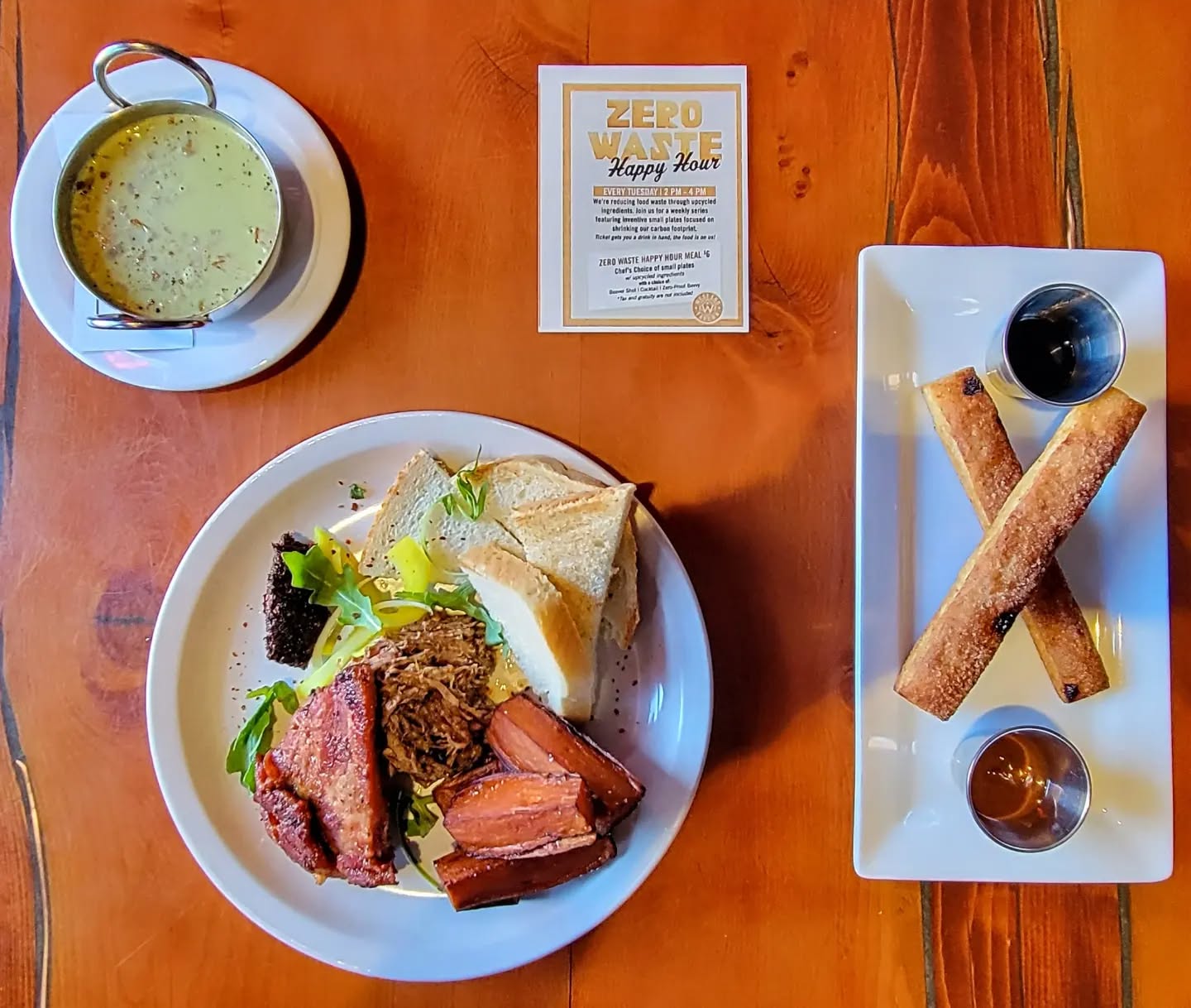 Zero Waste Happy Hour at The West End Tavern!
Today's selection of FREE food with the purchase of a beverage:
Kale Stem Soup, Fried Onions, Pork Belly Lardons, Urfa Biber
Braised Brisket Mohawk, Smoked Rib Tips, Vienna Texas Toast, Bread & Butter Pickled Onions, Sweet Potato Wedges
Cinnamon Danish Ends, Luxardo Cherry Juice, Chocolate
#wastefree #nowaste #free #scraps #carbonfootprint #yum #boulder #colorado #food #pearlstreet #zerowaste #sustainability #stopfoodwaste #socialimpact #foodwastewarriors #zerowasteliving #foodrescue #ecofriendly #reducewaste #reducefoodwaste #zerowastekitchen #sustainablefood #bouldereats #eats #bouldercolorado #boulderfoodie #dinner #magazine #denvercolorado