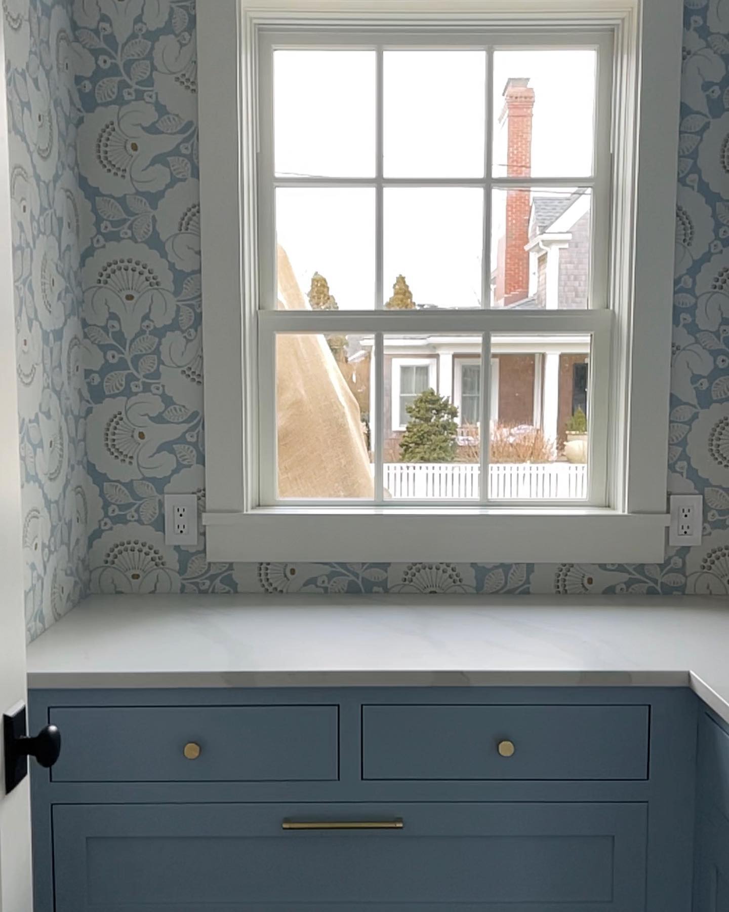 Sweet little Pantry at our Edgartown project @schumacher_newengland @schumacher1889 #edgartown #paleblue #marthasvineyardstyle #marthasvineyard