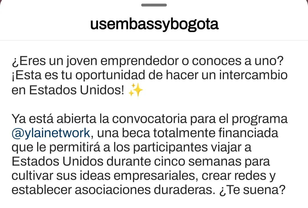 ¿Eres joven y tienes un emprendimiento?.Te invitamos a revisar esta convocatoria . https://ylai.state.gov/fellowship/?fbclid=PAAaZNkiWVulcYG4vqlWN832ONVPMRyMZnix3R3aIBh5kHnWWlGYD1NfzKxDU