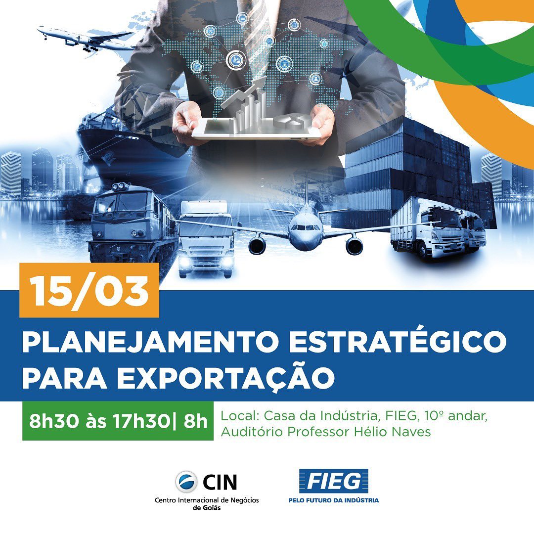 COMÉRCIO EXTERIOR 🌎✈️
*Planejamento Estratégico para Exportação*
O *Centro Internacional de Negócios (CIN)* da Fieg promove o curso *Planejamento Estratégico para Exportação*, com o especialista Luiz Roberto Oliveira. A capacitação abordará pontos que devem ser analisados e planejados para a realização de uma operação de exportação segura e com baixos riscos, além de contribuir com a elaboração de questionamentos e análises que permitirão preparar melhor a empresa no processo de internacionalização, sempre aliando teoria à prática.
🗓️ Data: 15/03 (quarta-feira)
🕣 Horário: 8h30 às 17h30
📍 Local: Fieg - Casa da Indústria
✅ *CURSO PRESENCIAL*
💰 Investimento: R$ 650,00 (em até 10x no cartão)
_*Inclui material didático, coffee-break e certificado de participação, com carga horária de 8 horas._
*A PROGRAMAÇÃO INCLUI OS MÓDULOS:*
✔️ Planejamento estratégico x planejamento estratégico internacional
✔️ Análise interna da empresa. Estou pronto para exportar?
✔️ Fragilidades estratégicas e como evitar problemas na exportação.
✔️ Como montar um plano de exportação simples, objetivo e eficiente.
✔️ Análise dos principais sites de prospecção de mercado e como fazer uso das informações disponibilizadas por eles ... e muito mais!
🖱️ *Garanta sua participação:*
https://fieg.com.br/cin-curso-capacitacao-presencial-planejamento-estrategico-para-exportacao
📞 *Mais informações:*
(62) 3501-0044 - Whatsapp