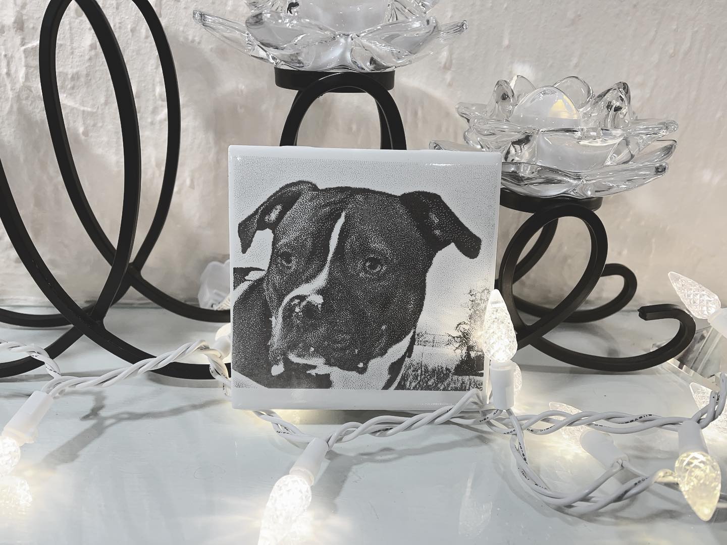 Custom with your favorite photo laser etched permanently into the tile itself! #doglover #coasters #art #laserengraving