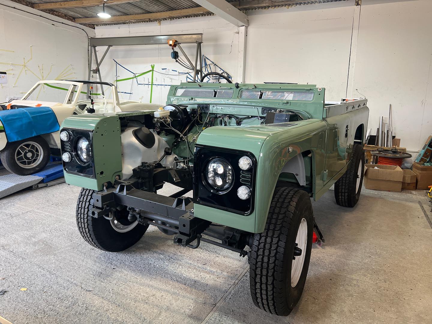 Our military Land Rover conversion is well underway with our Torque X120 motor coupled up to a 2/1 reduction box check out the video on our classic car channel on YouTube @downatthebarns #landroverlife #landrover90 #militarylandrover