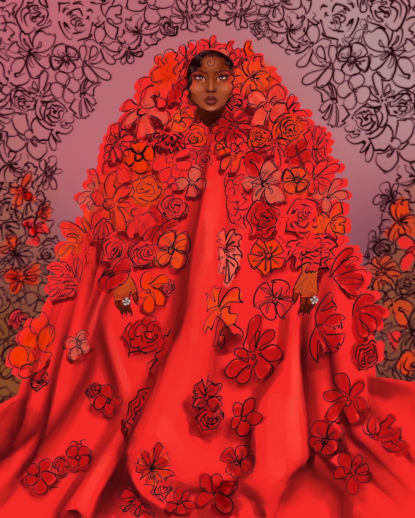 @lizzobeeating at the 65th annual Grammy awards. The Grammy award winner wore a @dolcegabbana opera coat adorned with silk flowers on the red carpet. Absolutely beautiful.
•
•
•
#lizzo #fashionillustration #grammys #grammy #grammys2023 #dolcegabbana #flowers #spring #art #artist