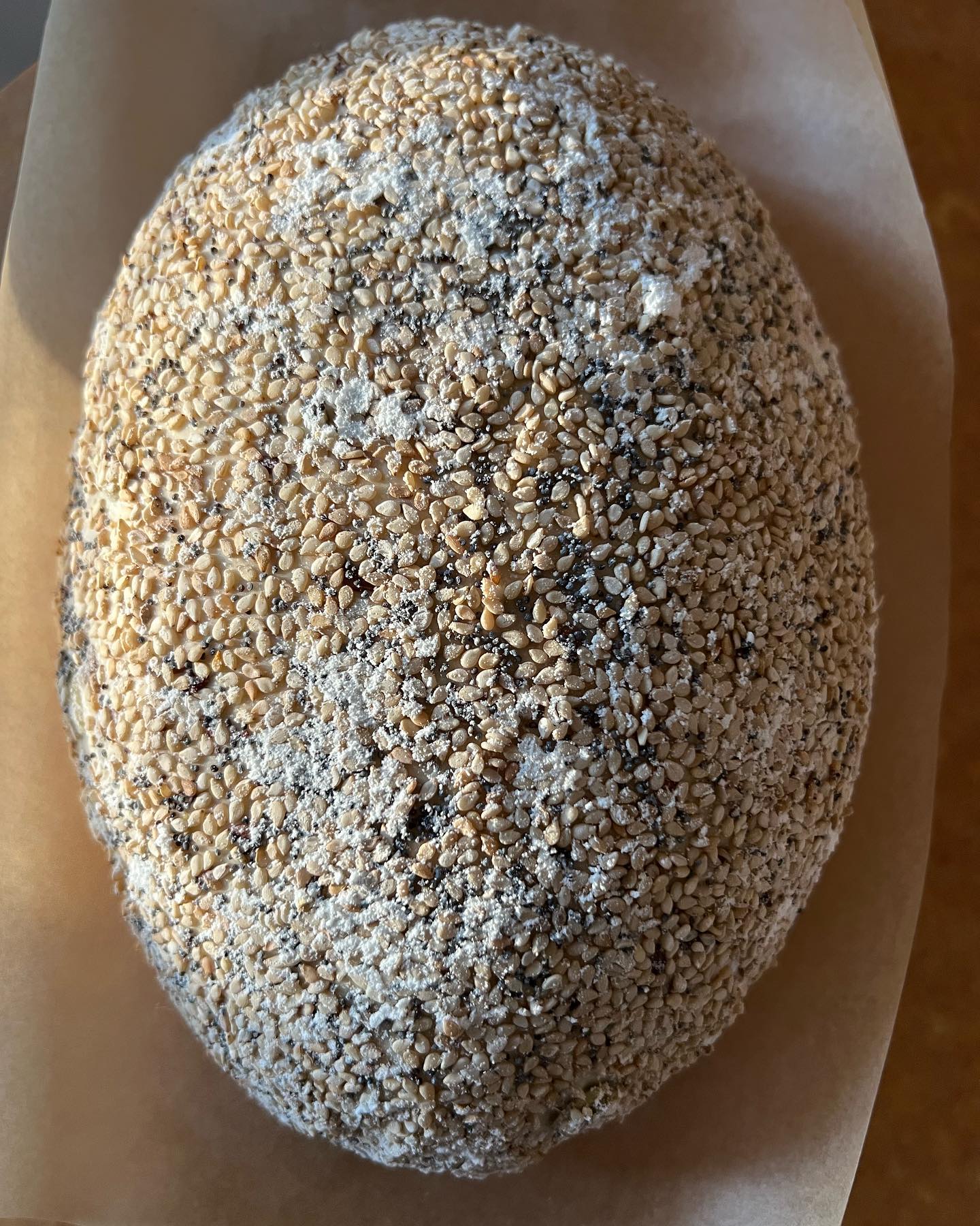 Tried a new recipe for a five seed sourdough by @natashas_baking
I recently got whole rye grain from @azurestandard and had been wanting to make sourdough with it. Same day bake meant the bread wasnāt sour at all. I think next time Iāll cut the bulk and cold ferment it just to develop some flavor. This recipe is definitely a winner! Canāt wait to cut into this loaf.
#sourdough #bread #freshbread #freshlybaked #wholegrainsourdough #wholegrainbread #wholegrain #seededbread